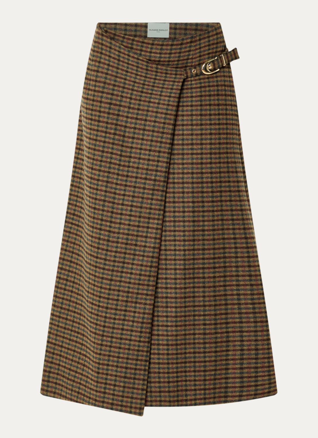 Claudie Pierlot Maxi rok met ruitdessin - voorkant 3 camel