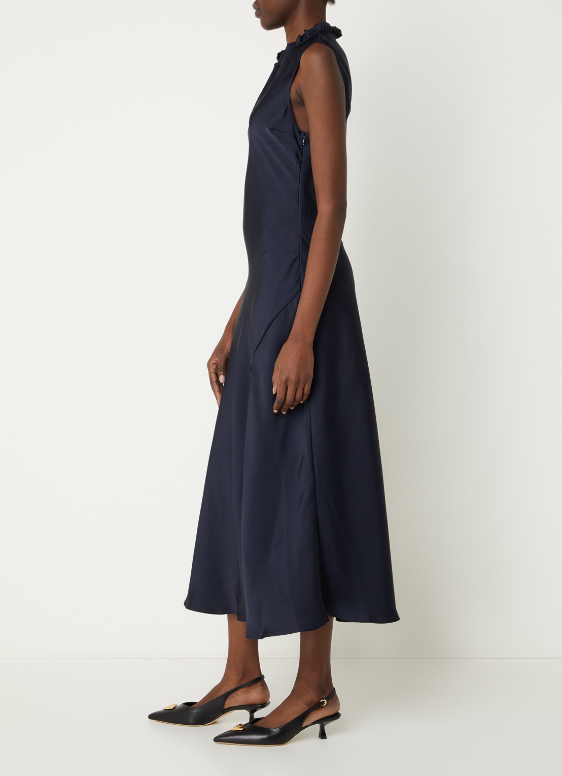 Claudie Pierlot Maxi tuniekjurk met split - voorkant 4 donkerblauw