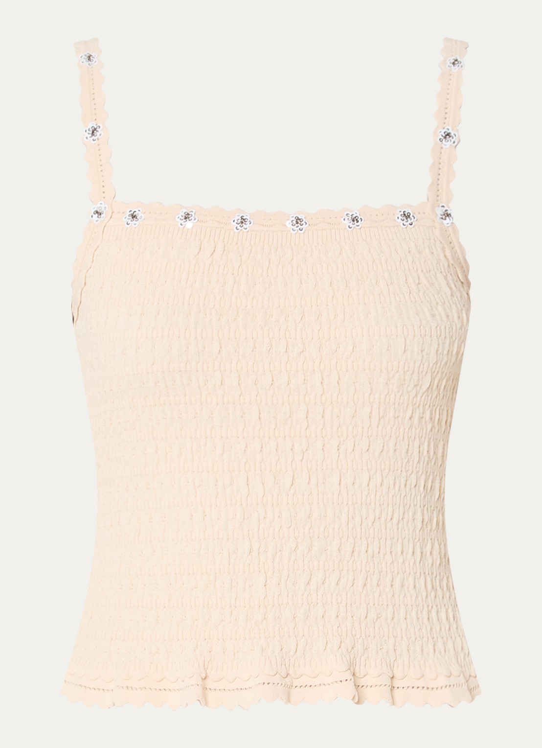 Claudie Pierlot Melody top met structuur en pailletten - voorkant 2 creme