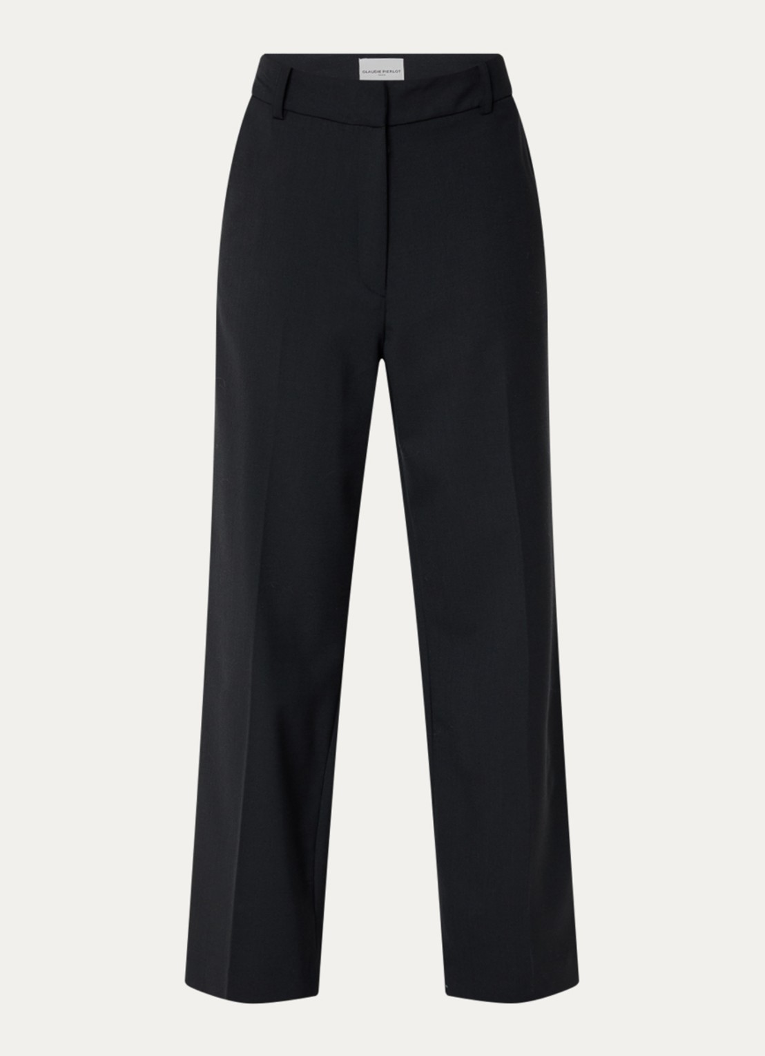 Claudie Pierlot Mid waist straight fit broek met steekzakken - voorkant 3 zwart
