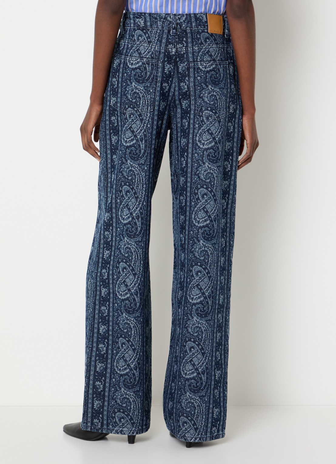 Claudie Pierlot Mid waist straight leg jeans met print - achterkant 3 indigo