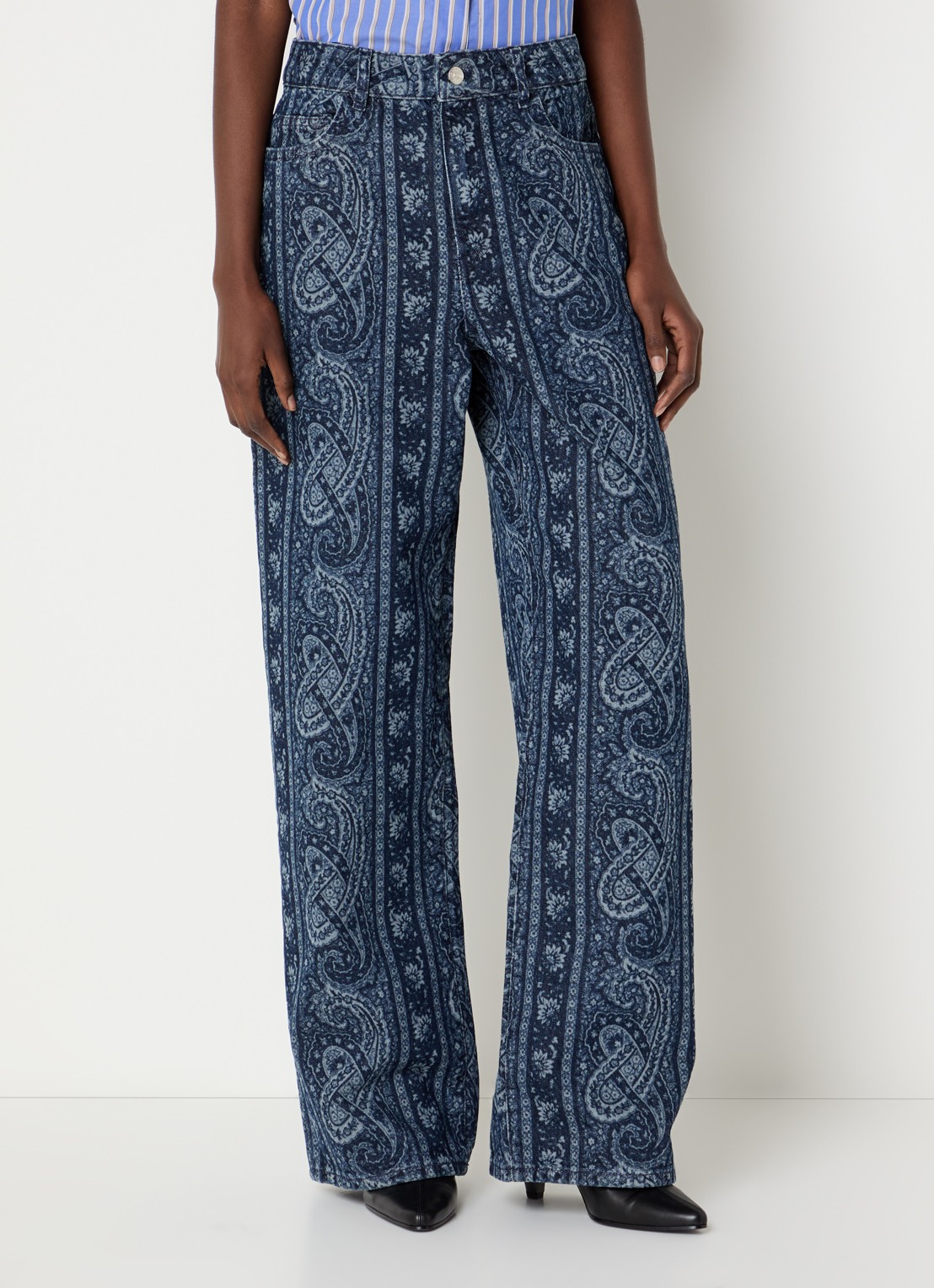 Claudie Pierlot Mid waist straight leg jeans met print - detail 4 indigo