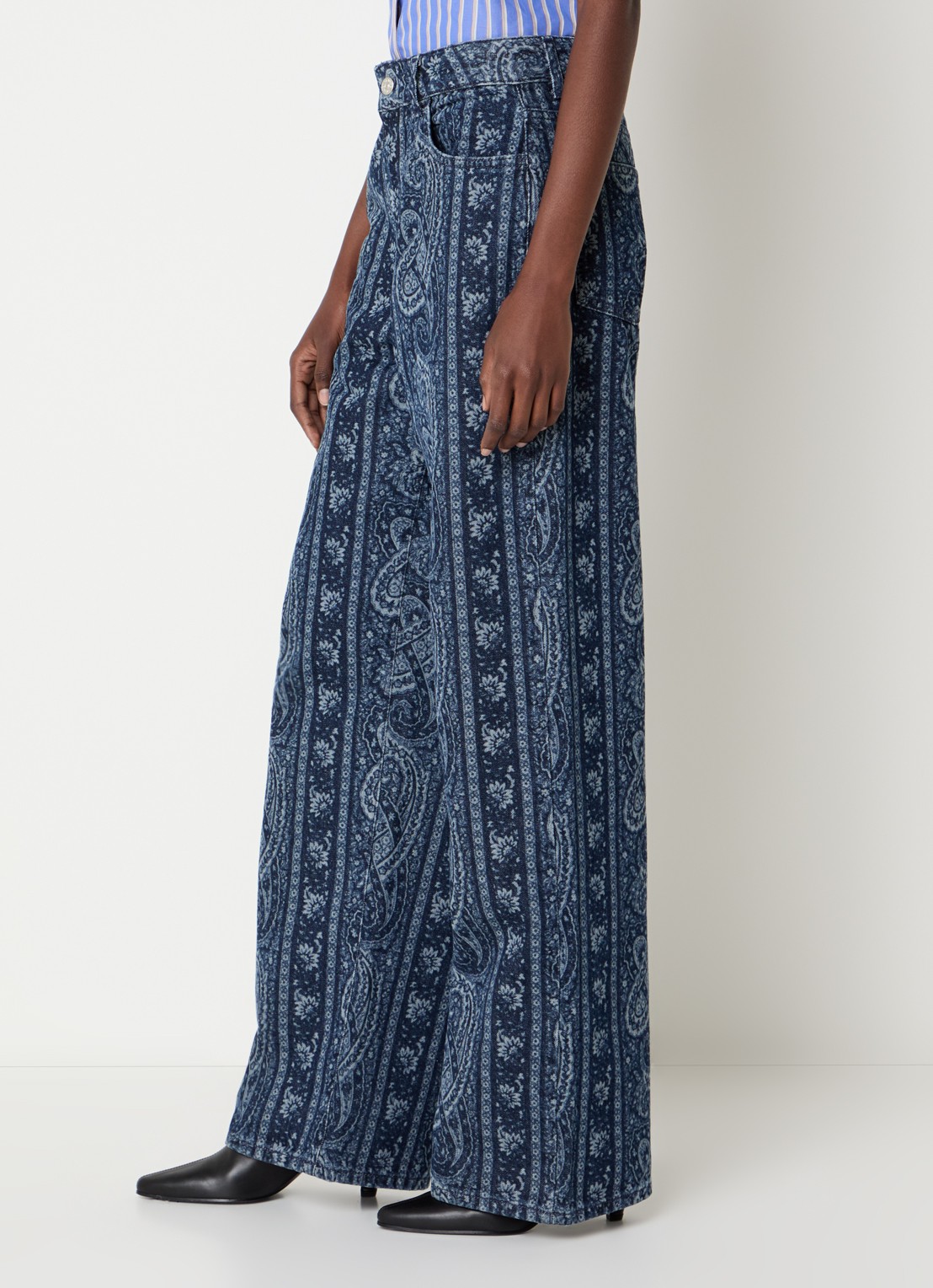 Claudie Pierlot Mid waist straight leg jeans met print - detail 5 indigo