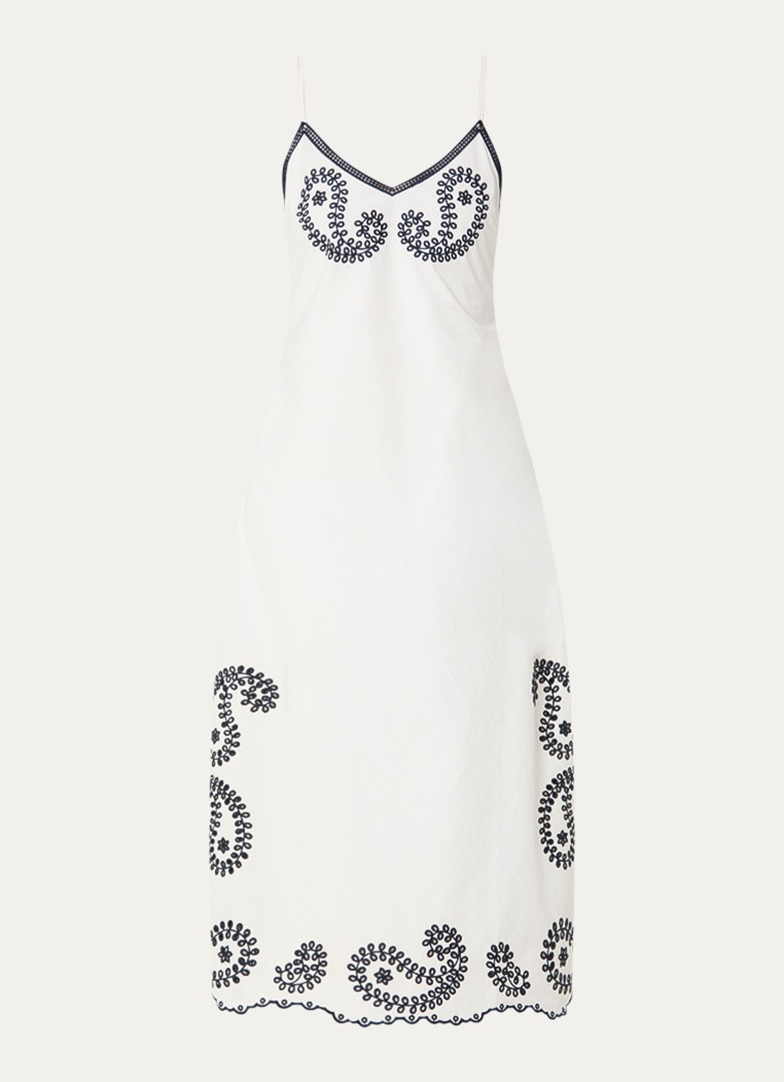 Claudie Pierlot Midi jurk met broderie - voorkant 3 gebroken wit