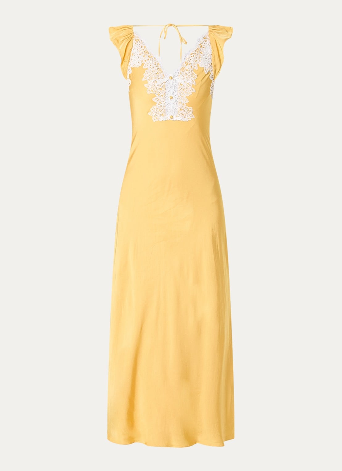 Claudie Pierlot Midi jurk met cut-out detail - voorkant 3 okergeel