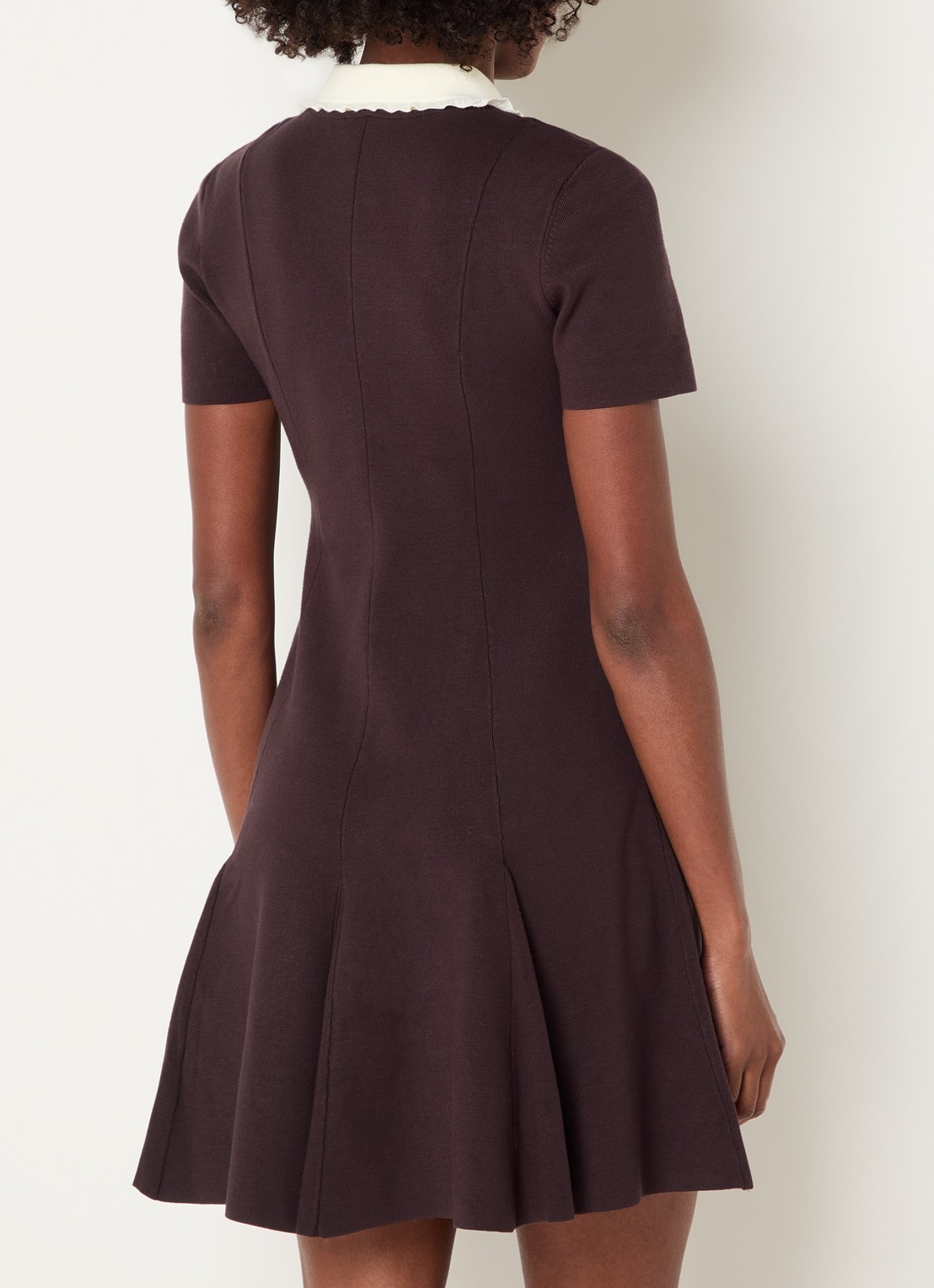 Claudie Pierlot Midi jurk met kraag - achterkant 2 aubergine