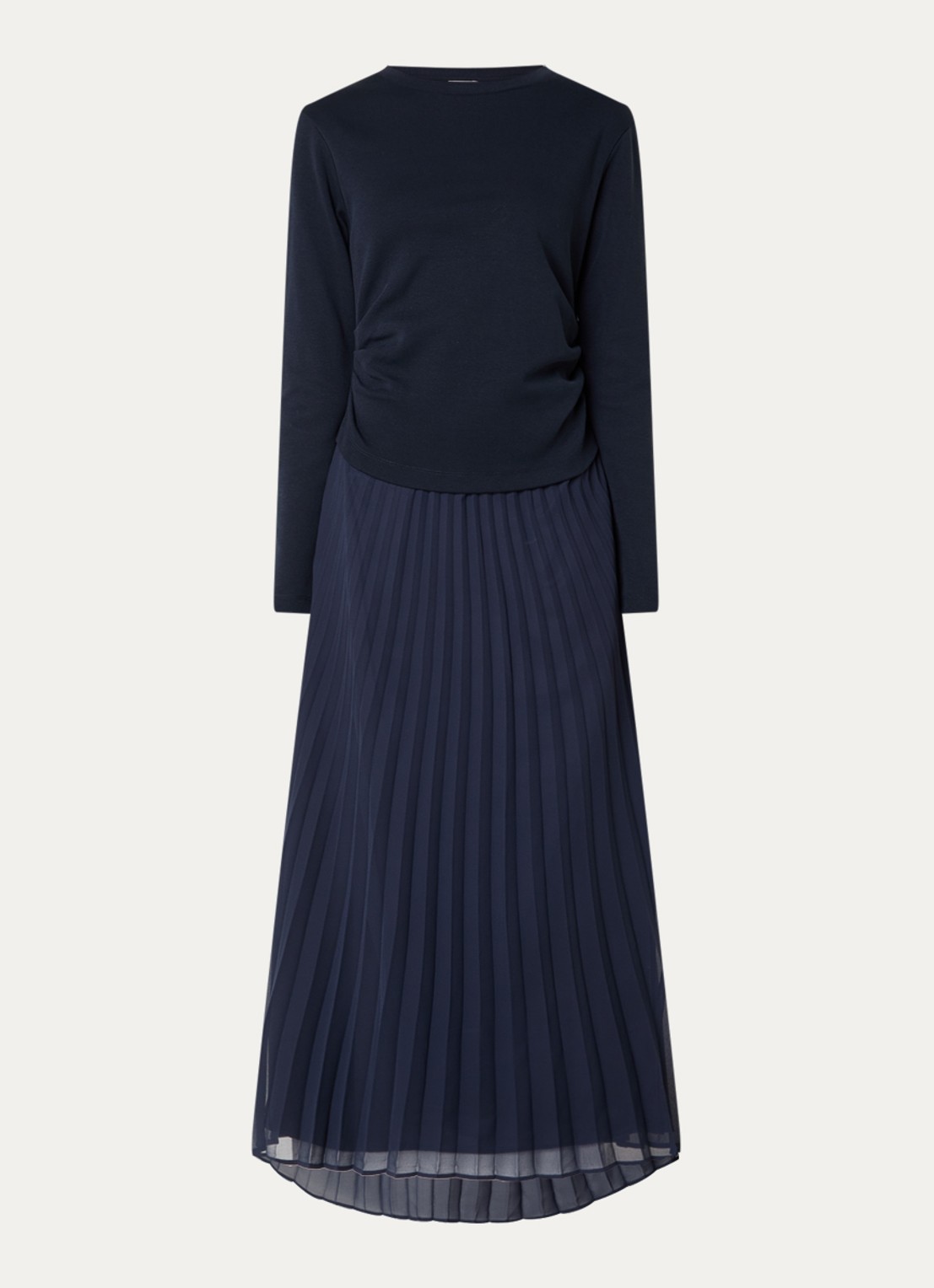 Claudie Pierlot Midi jurk met plissé - voorkant donkerblauw