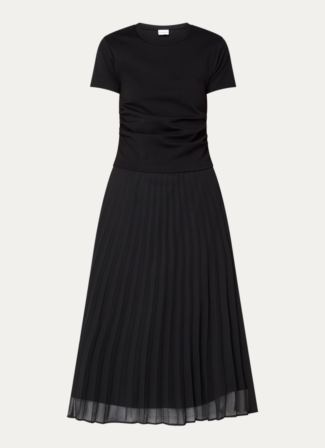 Claudie Pierlot Midi jurk met ruches en plissé - voorkant 2 zwart