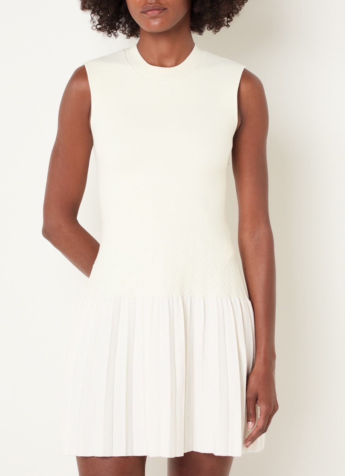 Claudie Pierlot Midi jurk met stretch - detail gebroken wit