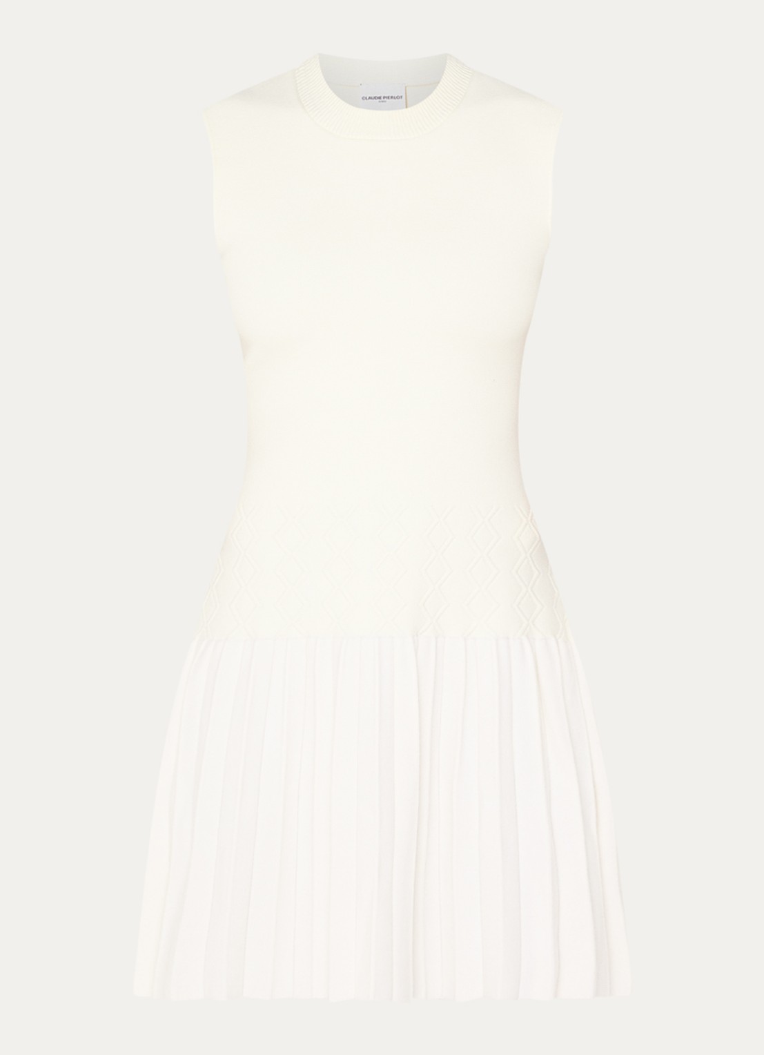 Claudie Pierlot Midi jurk met stretch - voorkant 3 gebroken wit