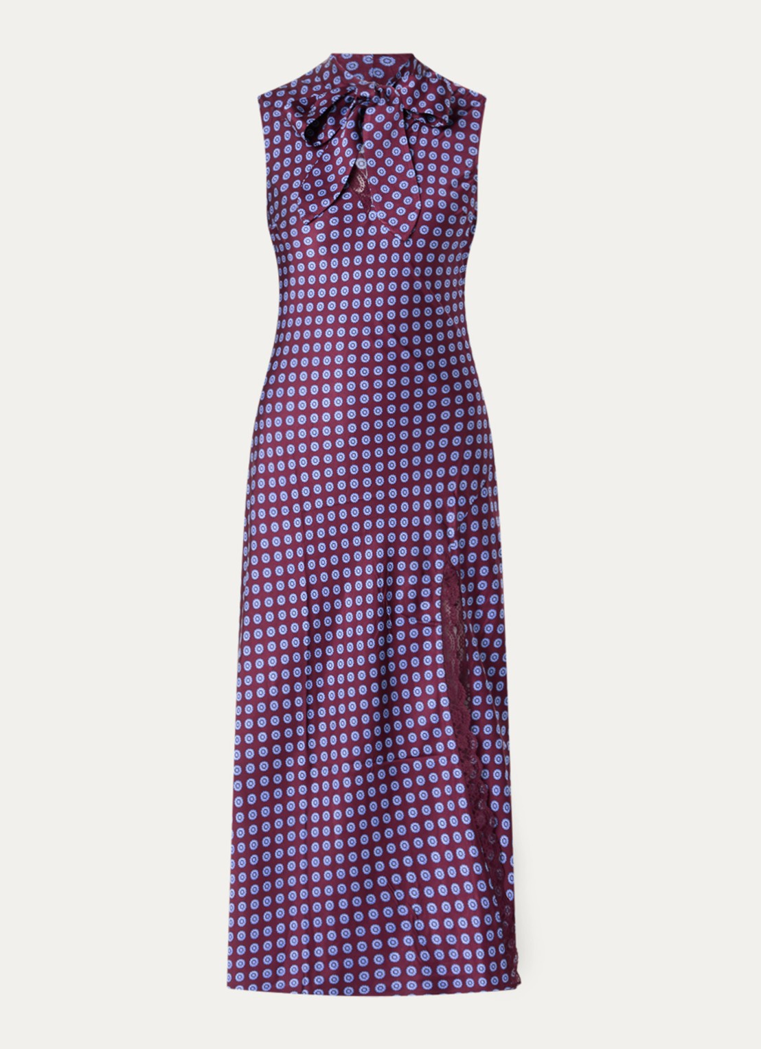 Claudie Pierlot Midi jurk van satijn met print - voorkant 2 aubergine