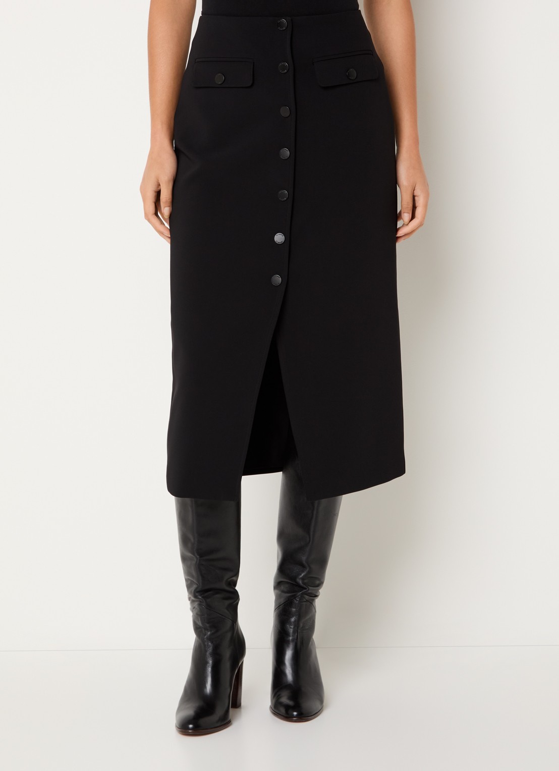 Claudie Pierlot Midi kokerrok met split - detail zwart