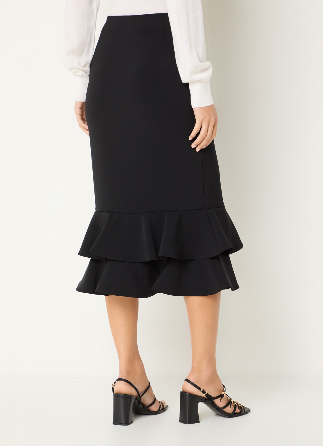 Claudie Pierlot Midi kokerrok met volant - achterkant 4 zwart