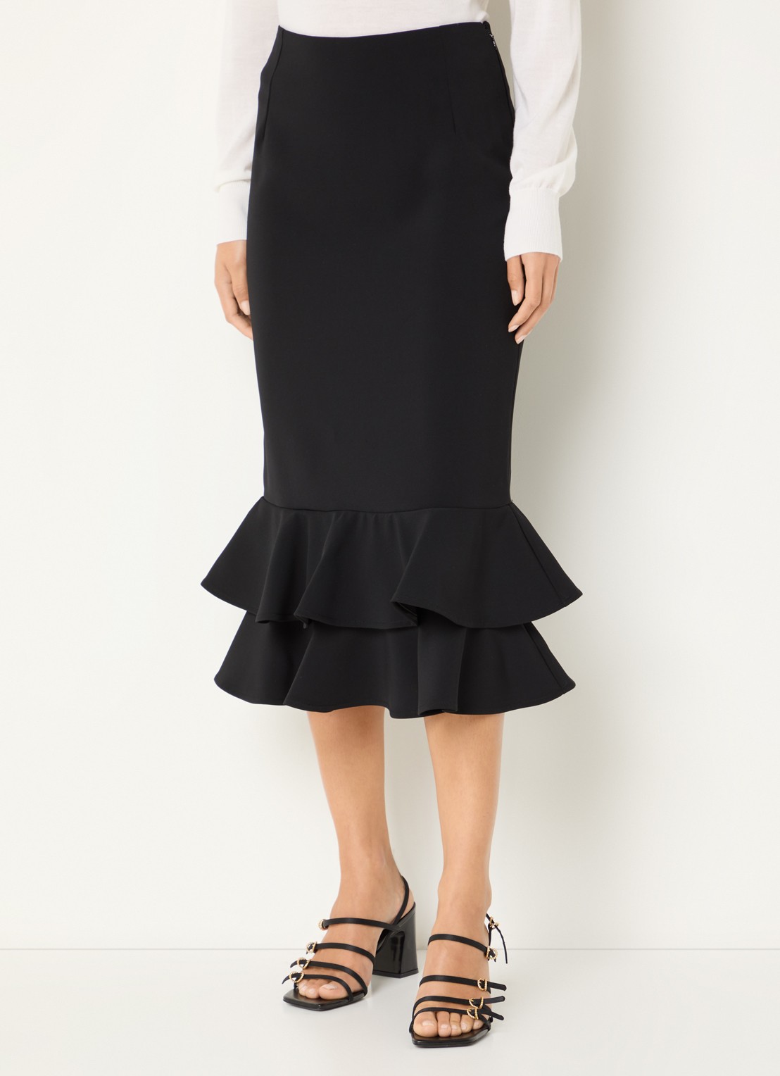 Claudie Pierlot Midi kokerrok met volant - detail 3 zwart