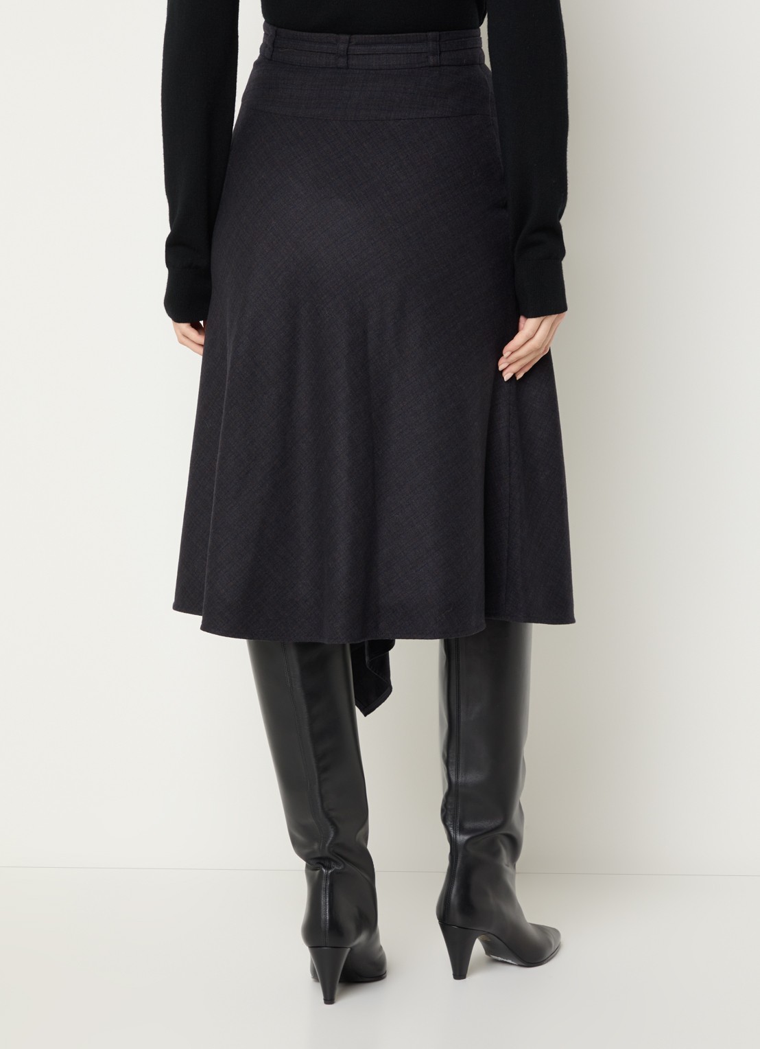 Claudie Pierlot Midi rok met strikceintuur - achterkant 2 zwart