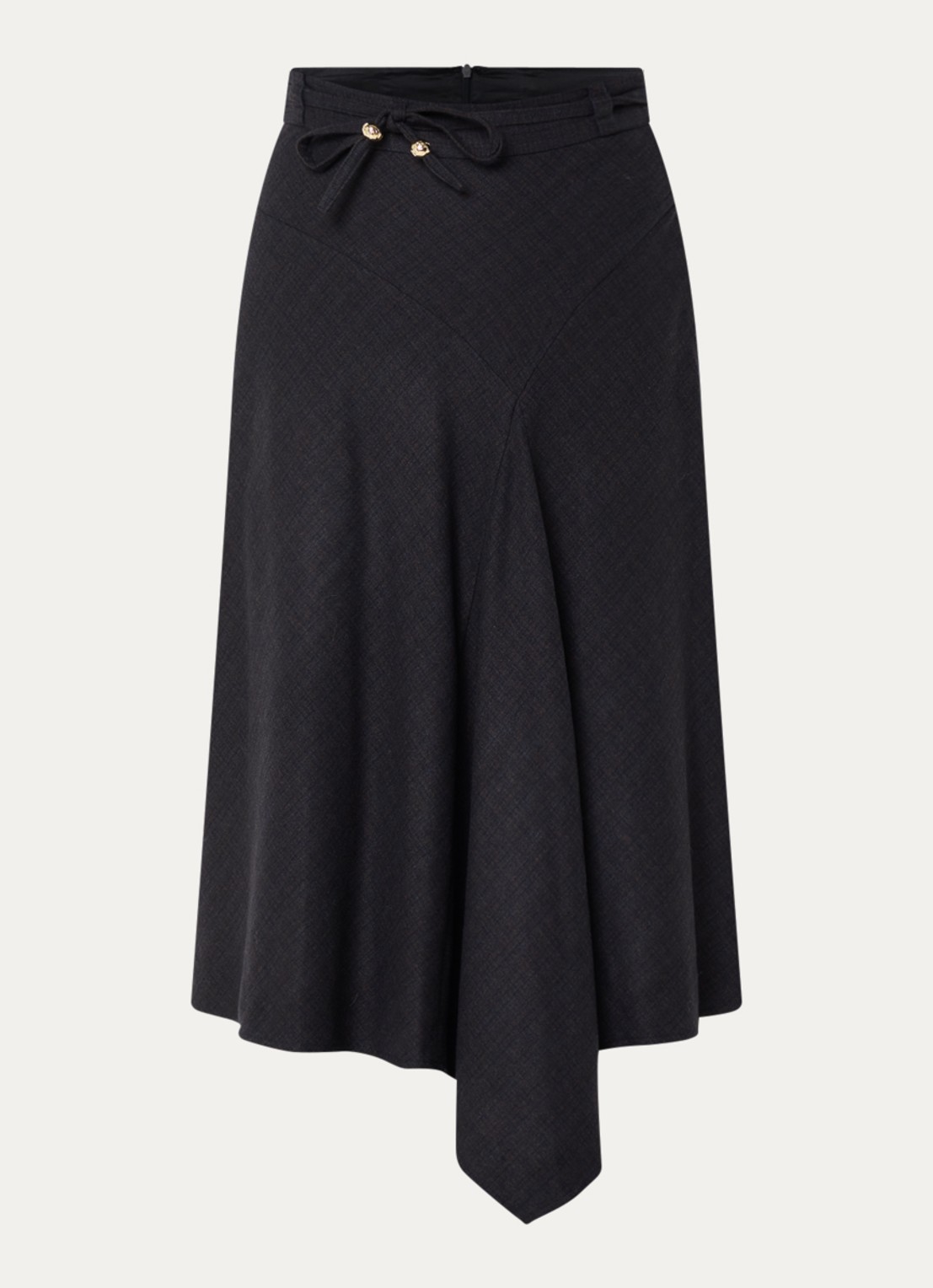 Claudie Pierlot Midi rok met strikceintuur - voorkant 3 zwart