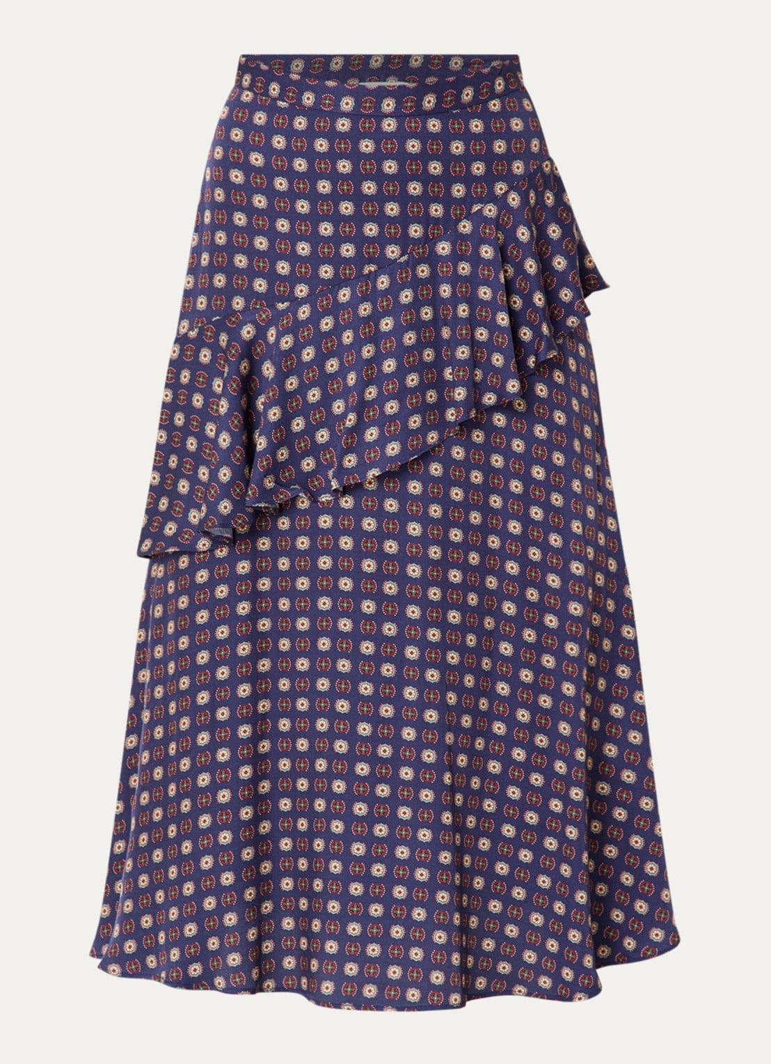 Claudie Pierlot Midi rok met volant en print - voorkant 2 donkerblauw