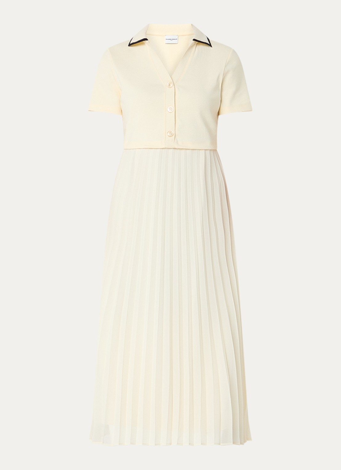 Claudie Pierlot Midi tuniekjurk met plissé - voorkant 3 lichtgeel