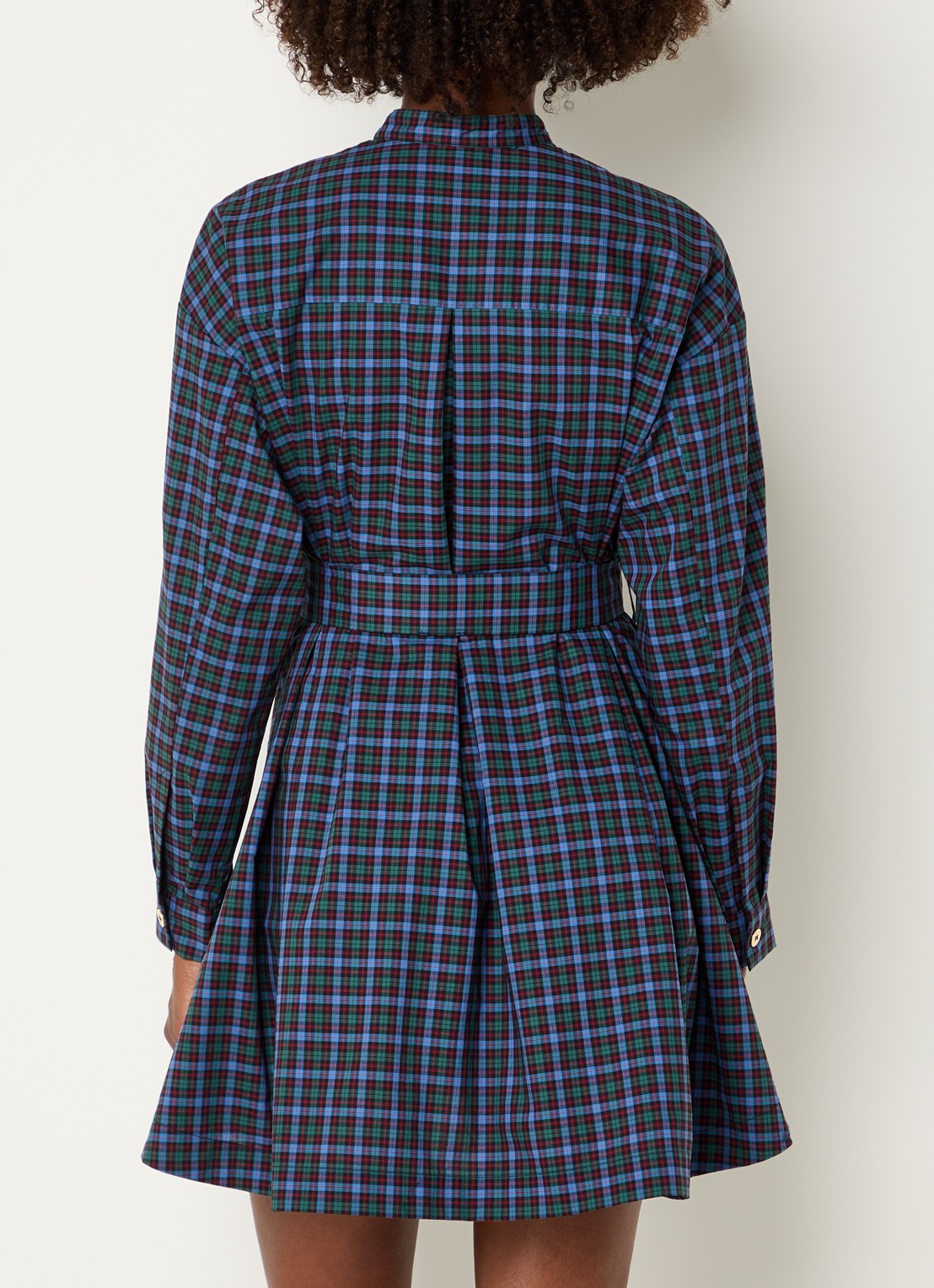Claudie Pierlot Mini blousejurk met ruitdessin - achterkant 3 blauw