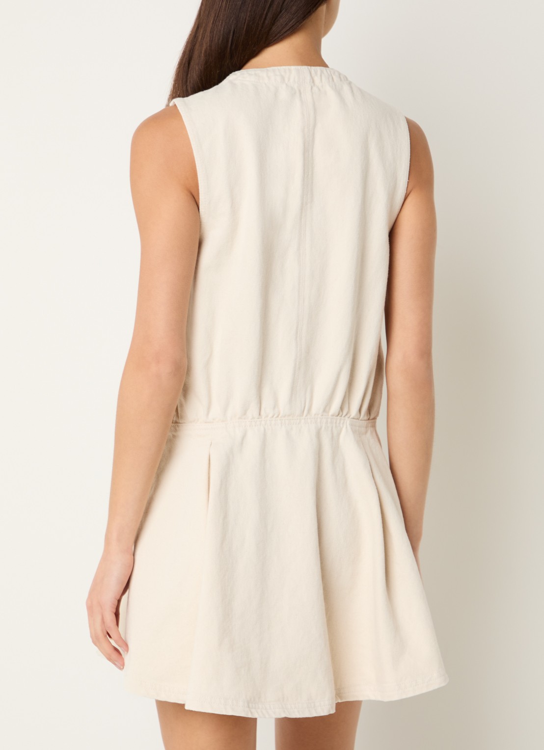 Claudie Pierlot Mini denim jurk met ronde hals - achterkant 2 gebroken wit