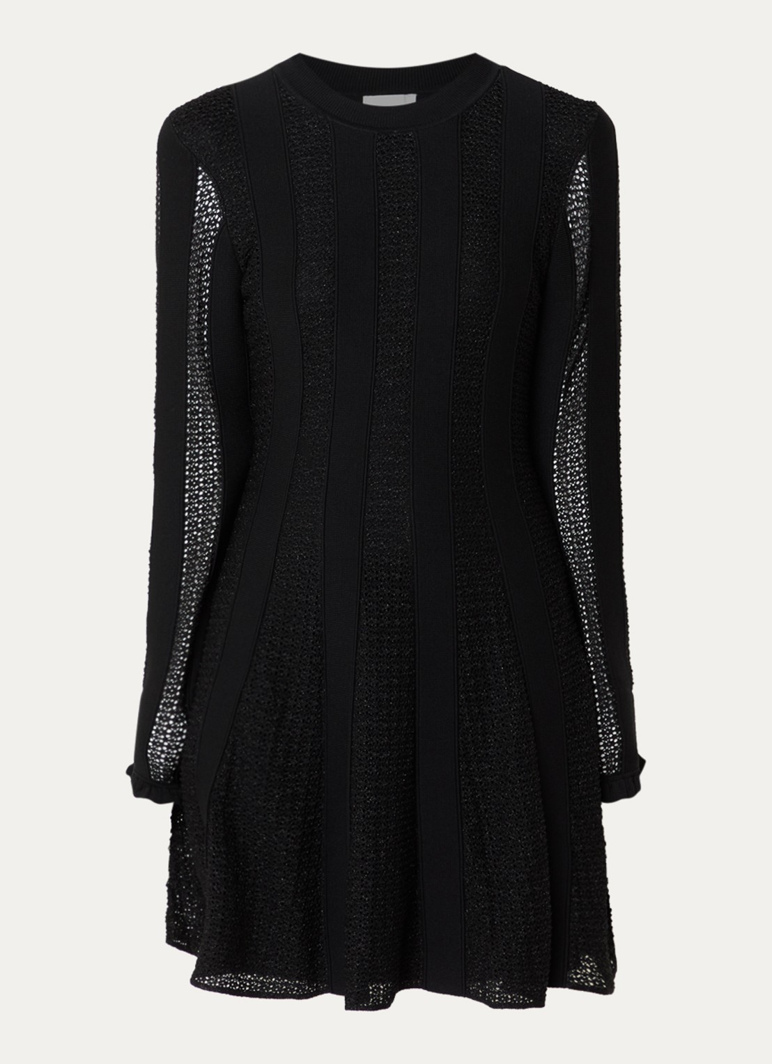 Claudie Pierlot Mini jurk met opengewerkt dessin - voorkant zwart