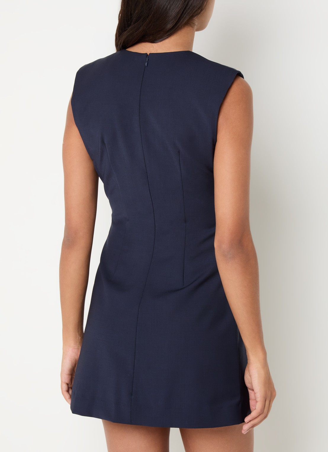 Claudie Pierlot Mini jurk met plooien - achterkant donkerblauw