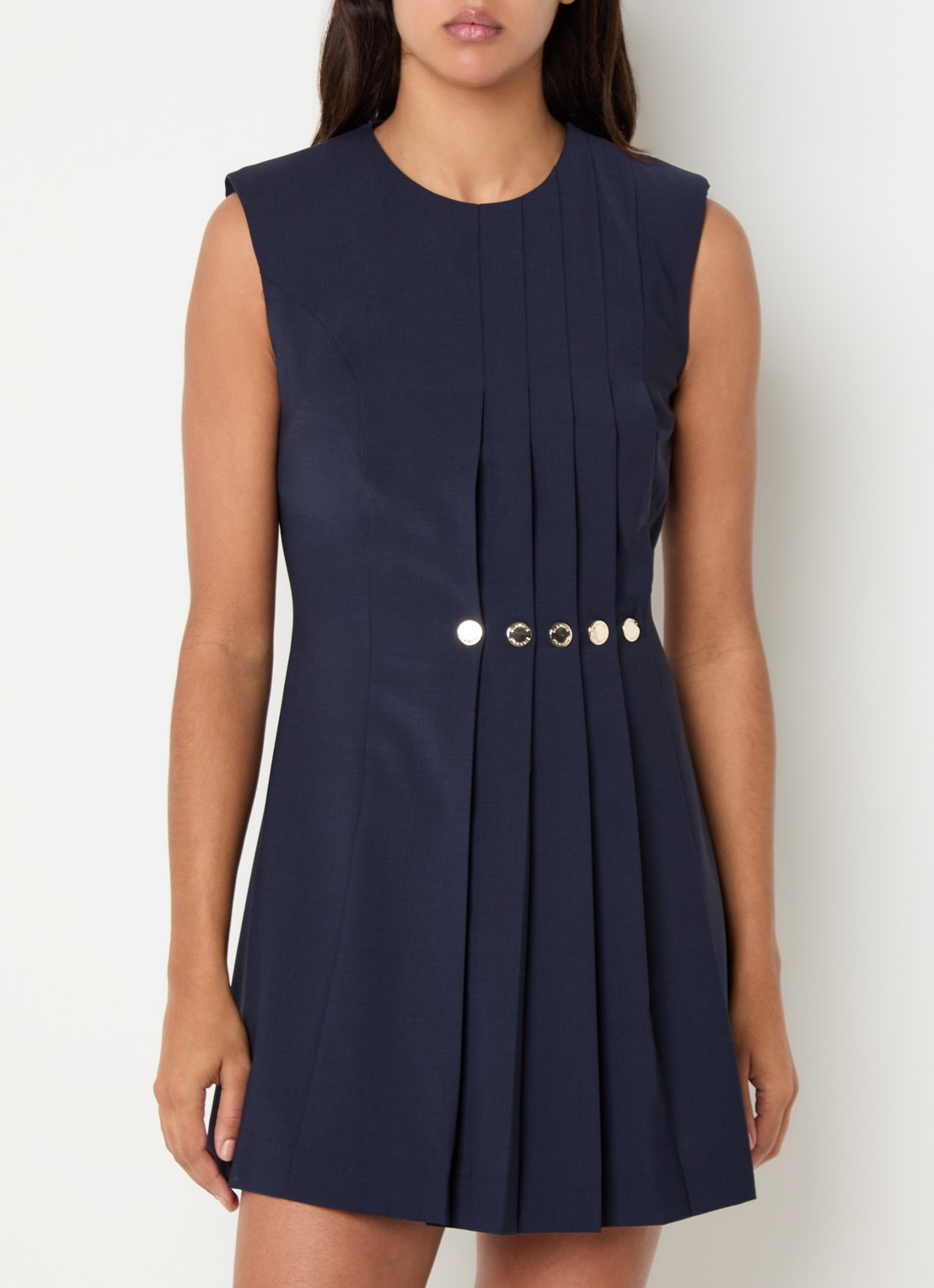 Claudie Pierlot Mini jurk met plooien - detail 4 donkerblauw