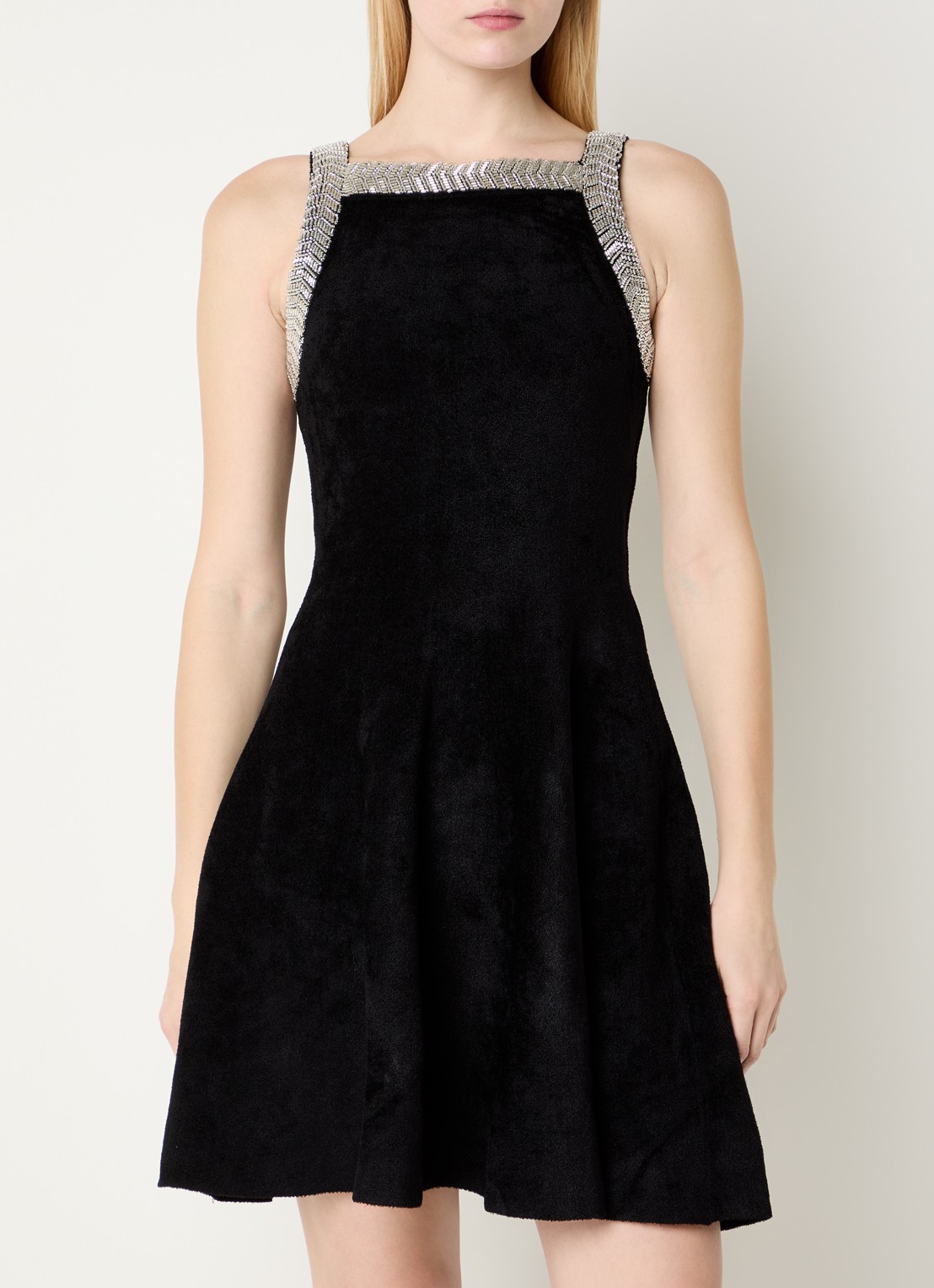 Claudie Pierlot Mini jurk met rechthoekige hals - detail 3 zwart