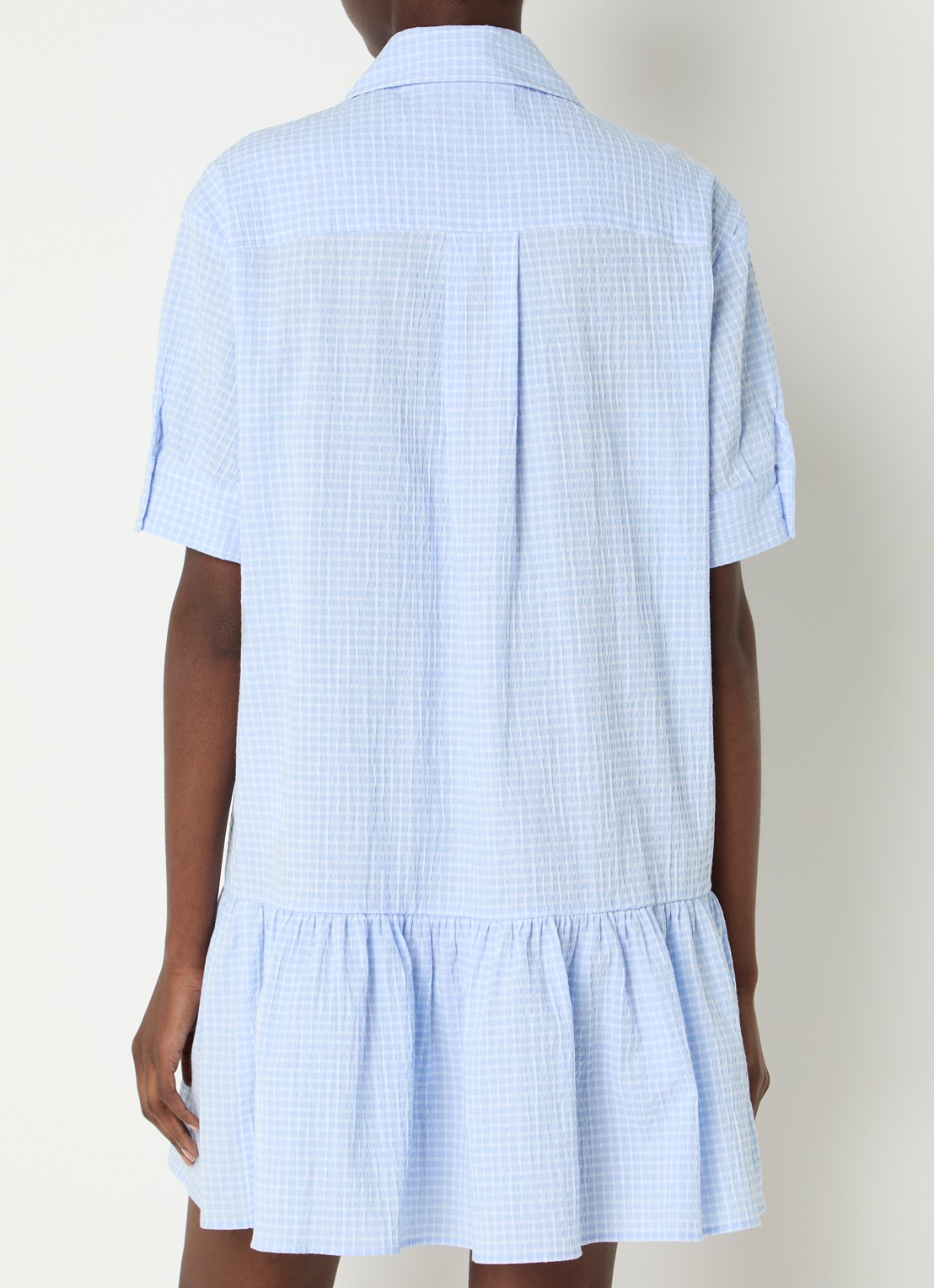 Claudie Pierlot Mini jurk met ruitdessin - achterkant blauw