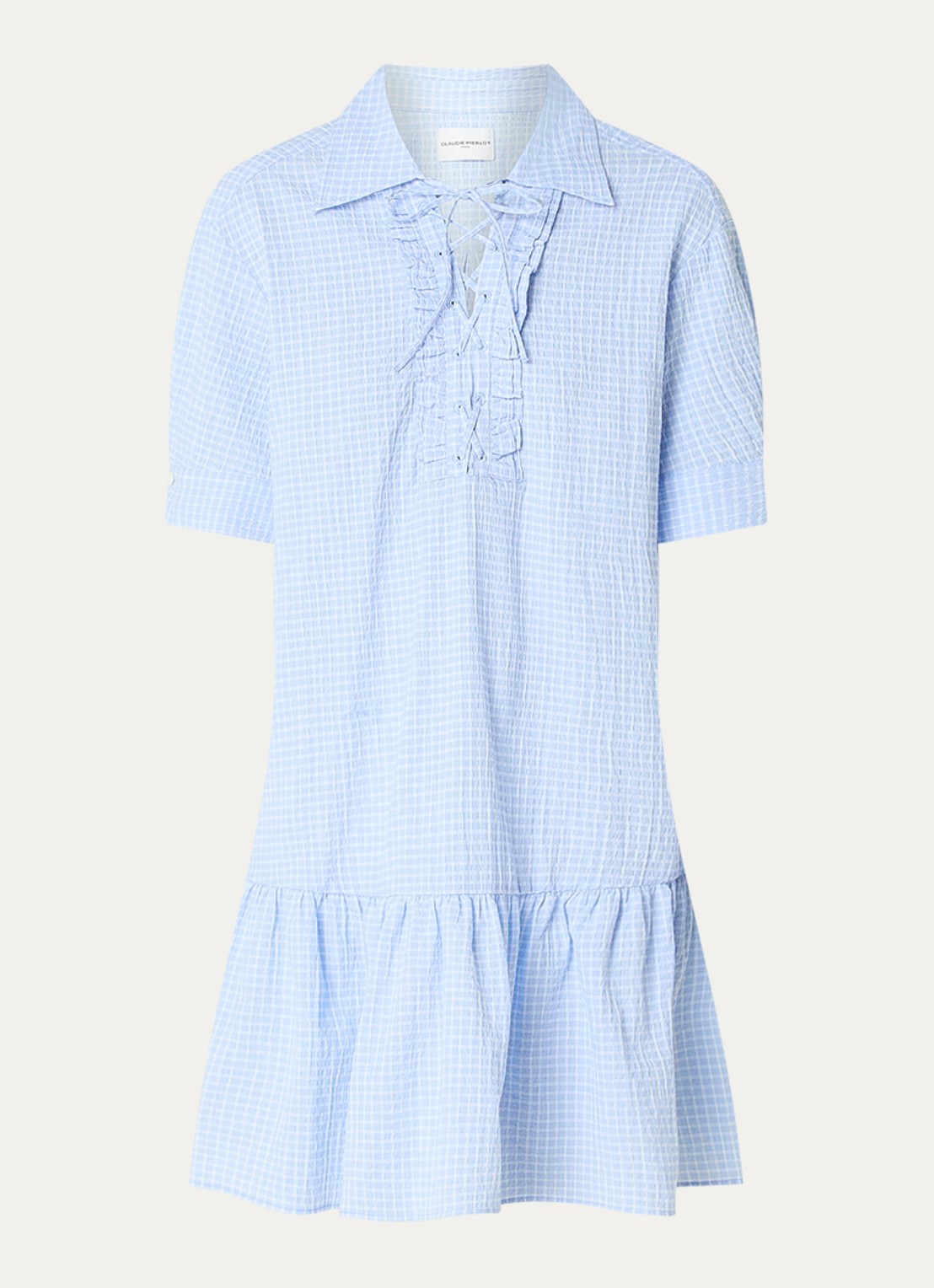 Claudie Pierlot Mini jurk met ruitdessin - voorkant 2 blauw