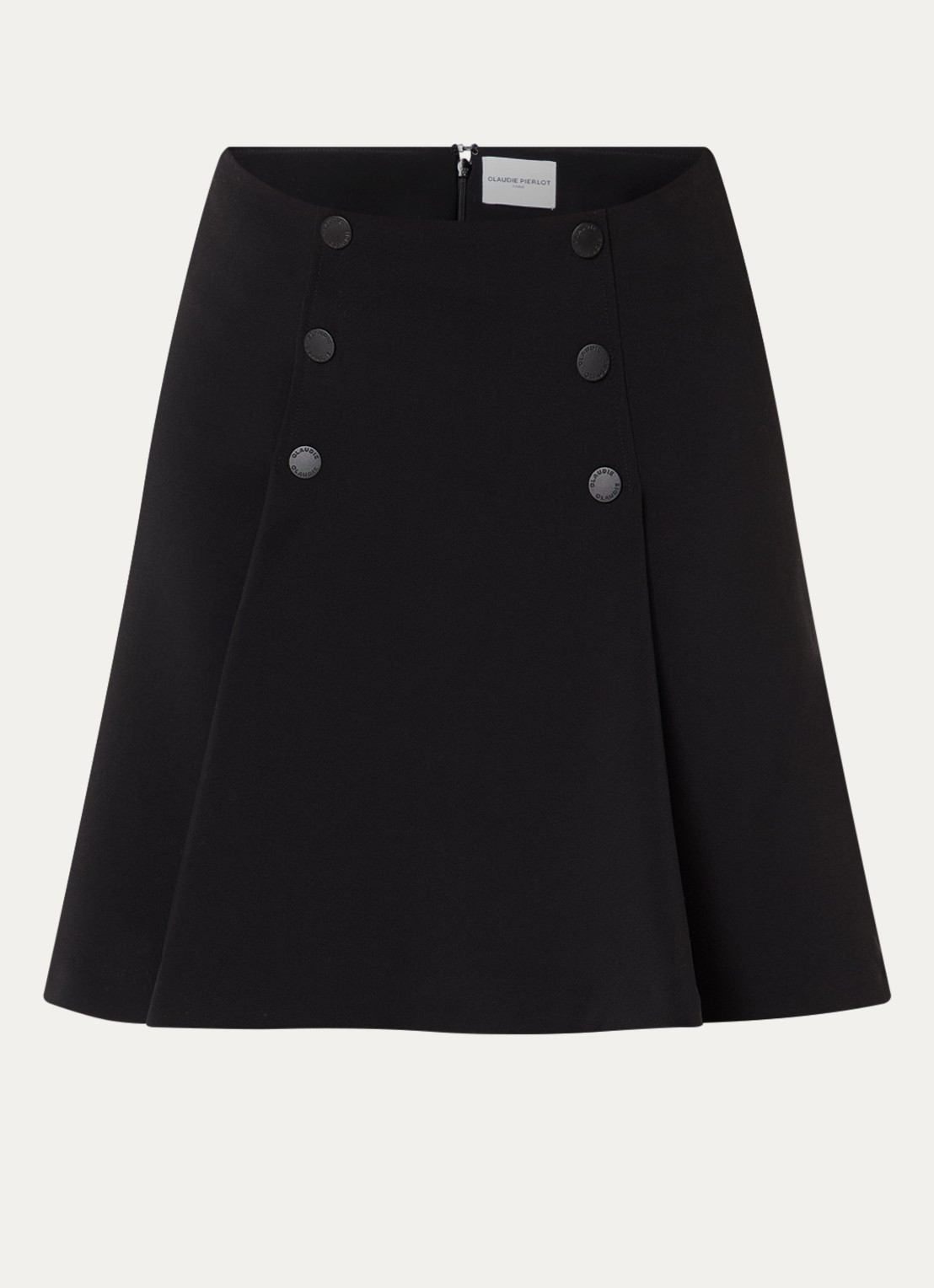 Claudie Pierlot Mini rok met plooidetail - voorkant 2 zwart