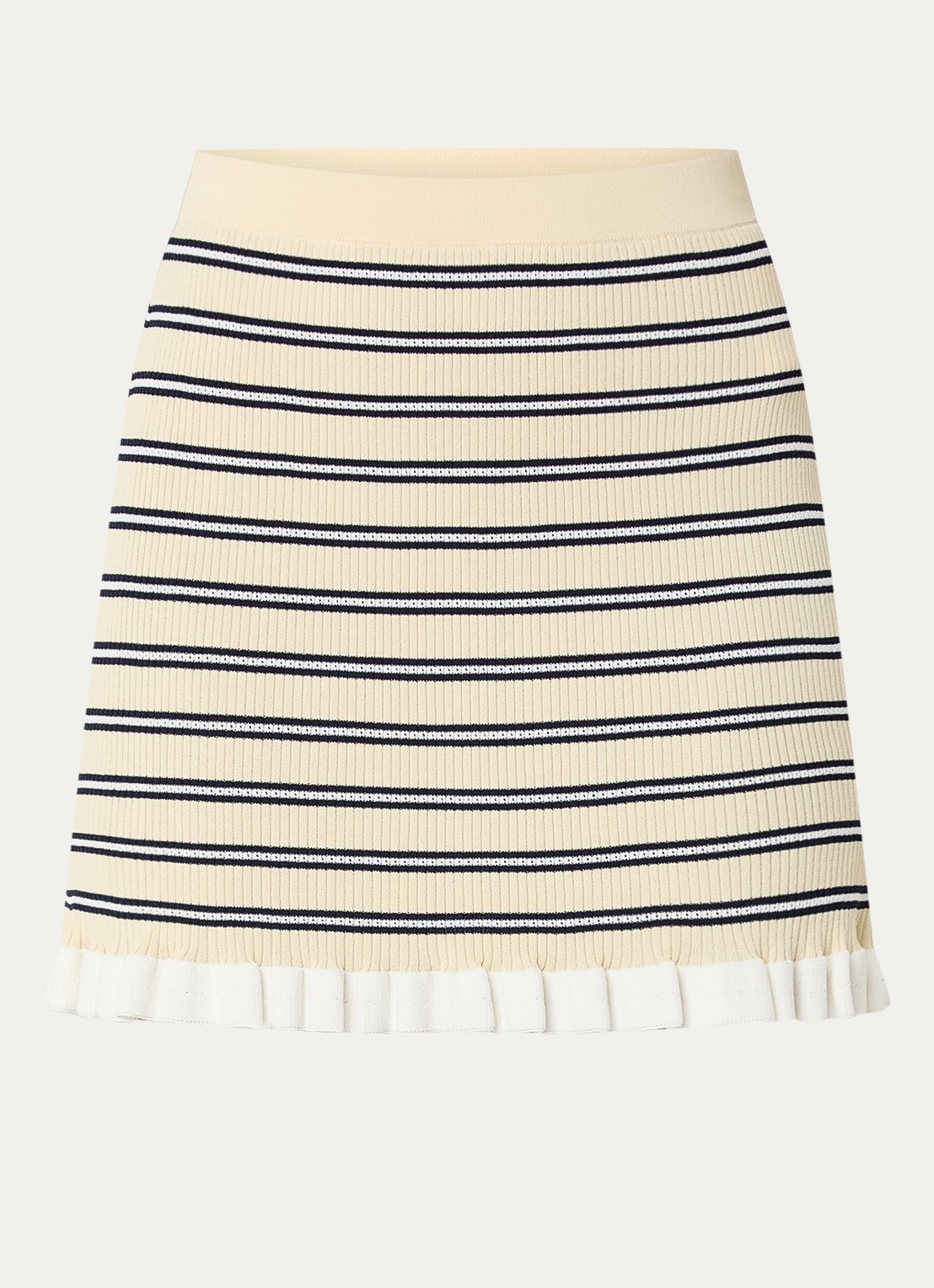 Claudie Pierlot Mini rok met streepprint - voorkant lichtgeel