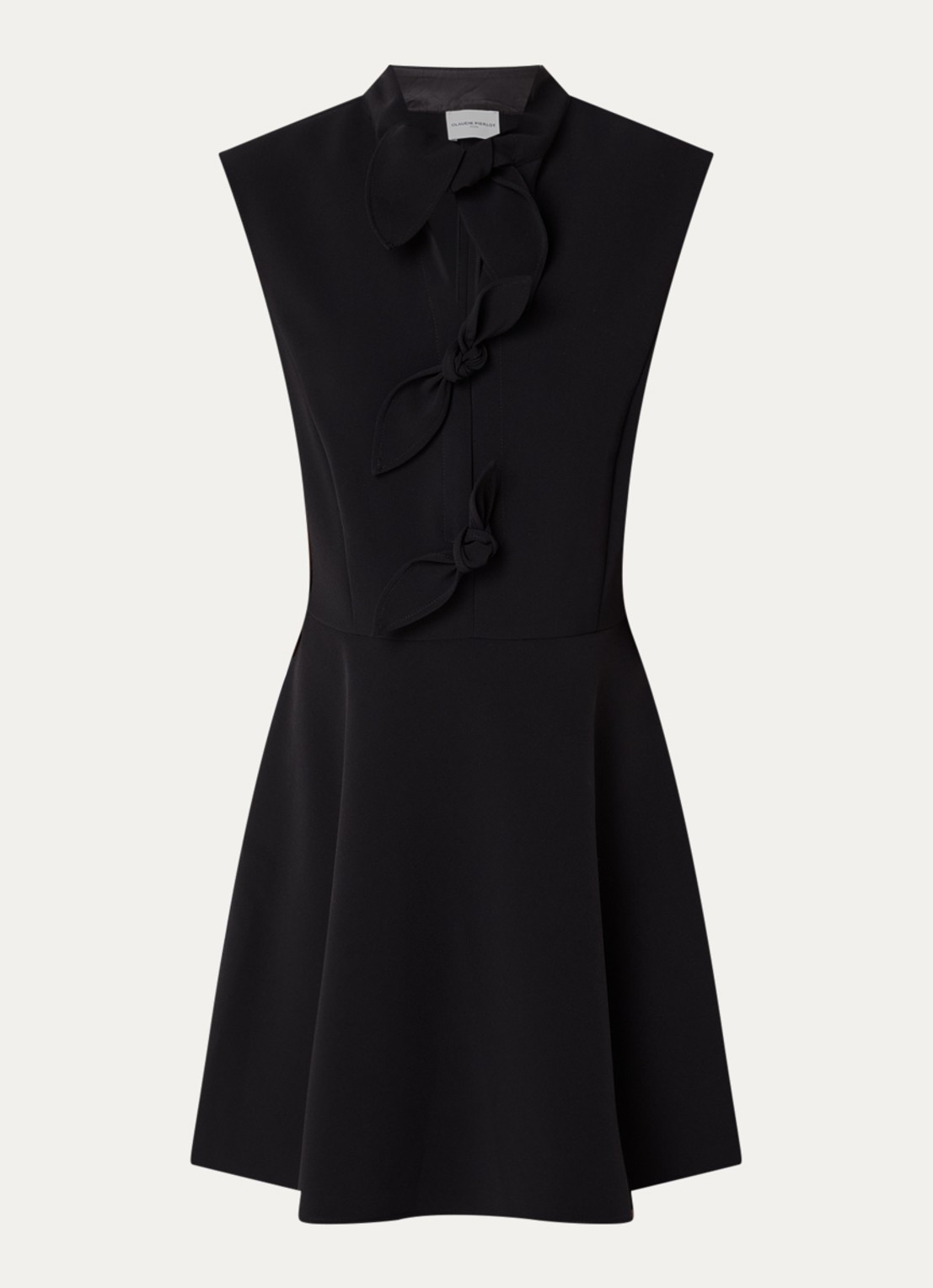 Claudie Pierlot Mini tuniekjurk met gestrikt plooidetail  - voorkant zwart