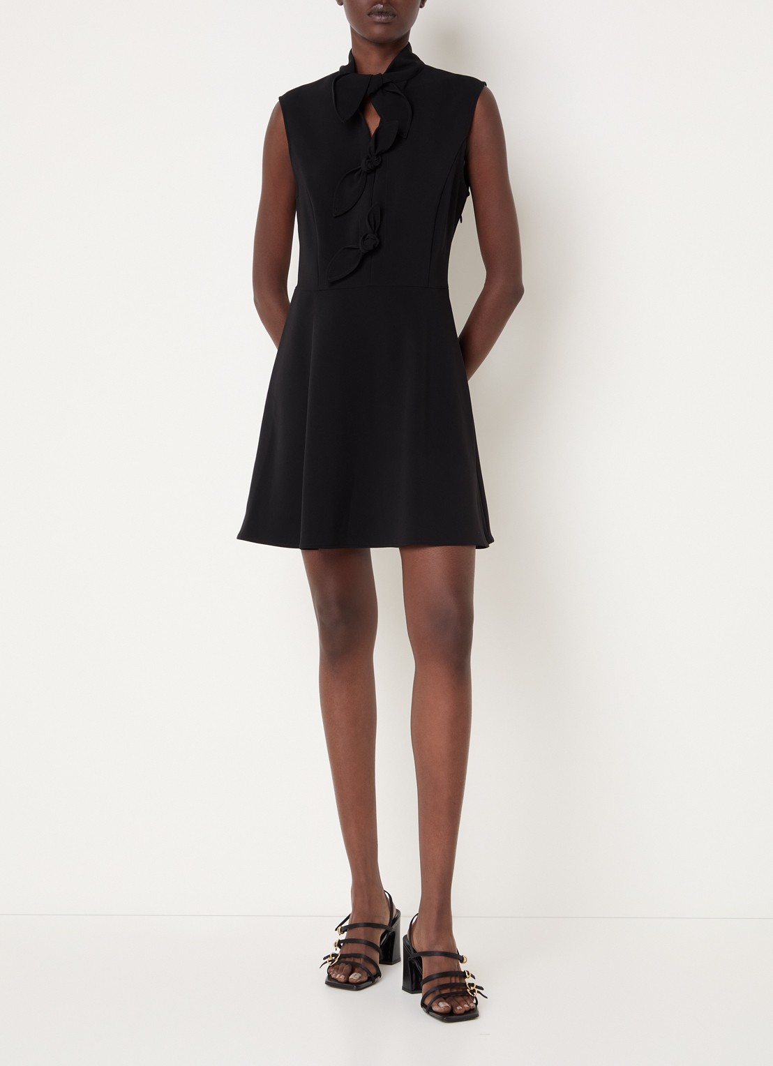 Claudie Pierlot Mini tuniekjurk met gestrikt plooidetail  - voorkant 2 zwart