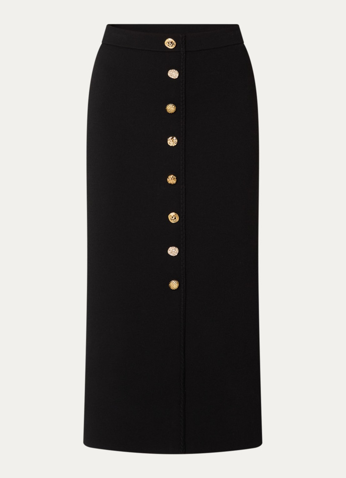 Claudie Pierlot Monarque fijngebreide midi rok met sierknopen - voorkant zwart