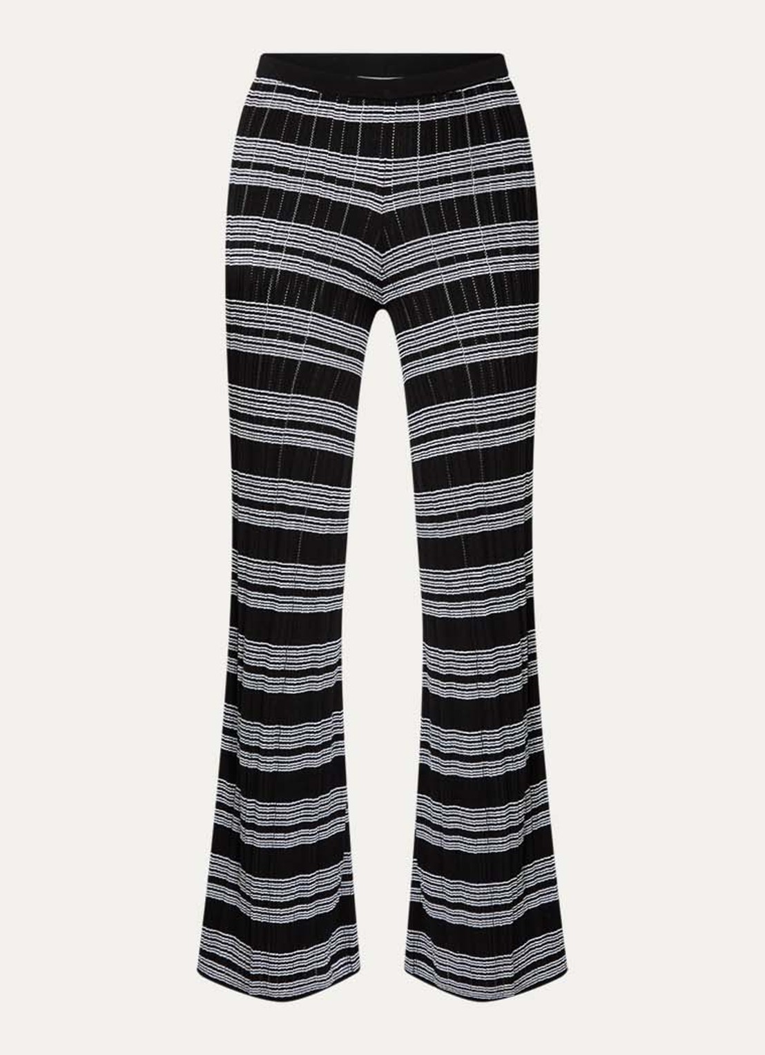 Claudie Pierlot Monpanta high waist flared broek met streepprint - voorkant 2 zwart