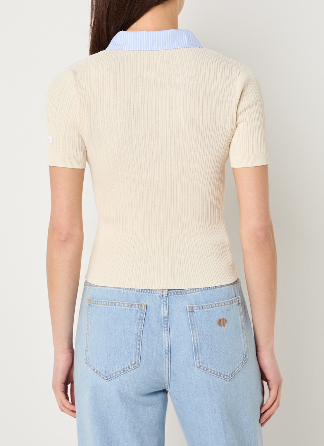Claudie Pierlot Morina fijngebreid vest met kraag - achterkant creme