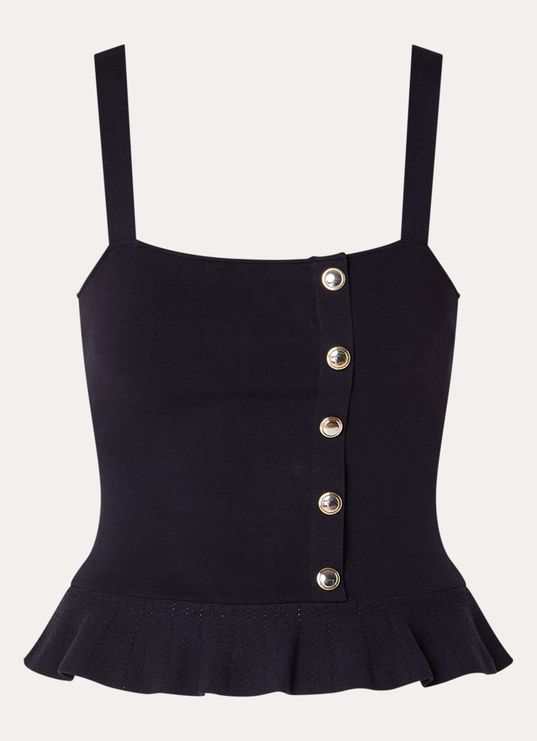 Claudie Pierlot Mouwloze top met sierknopen - voorkant 2 donkerblauw