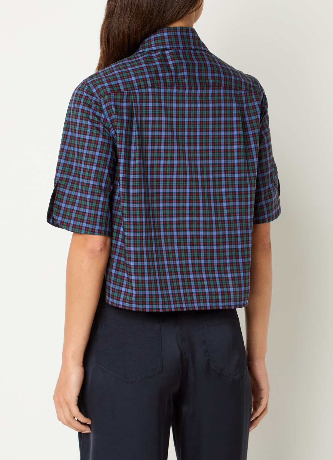 Claudie Pierlot Multico blouse met ruitdessin - achterkant 4 royalblauw