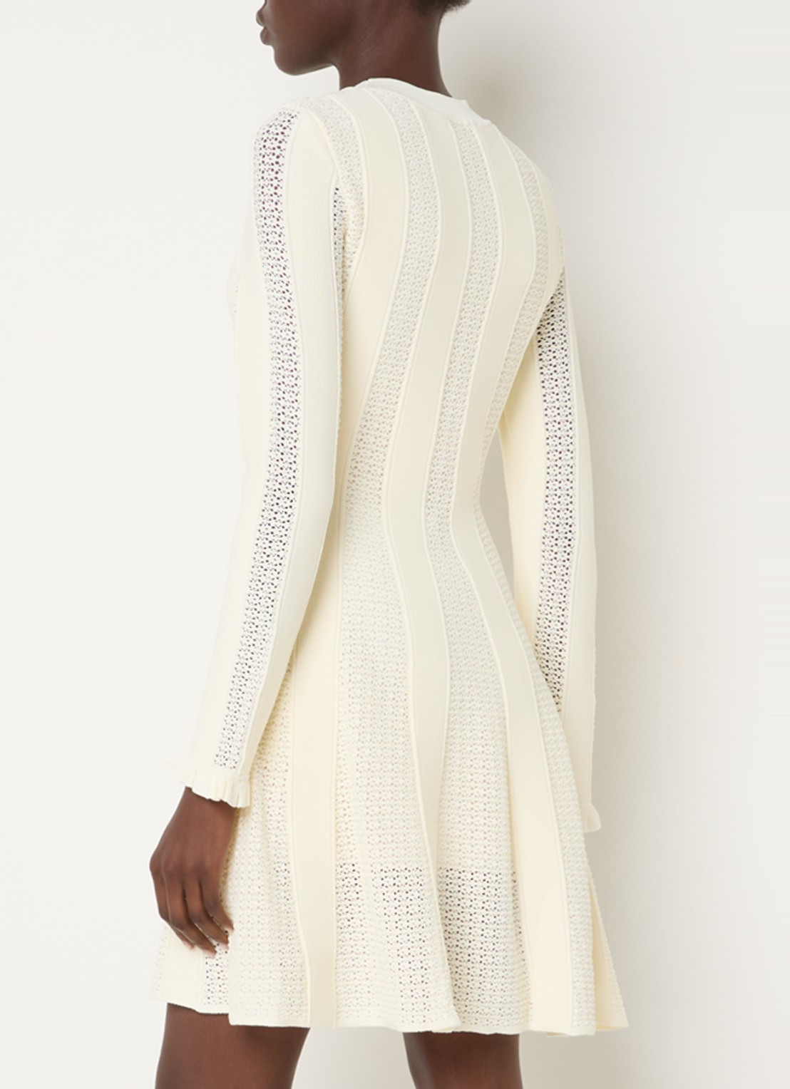 Claudie Pierlot Multico fijngebreide mini jurk met ingebreid patroon - achterkant 4 gebroken wit