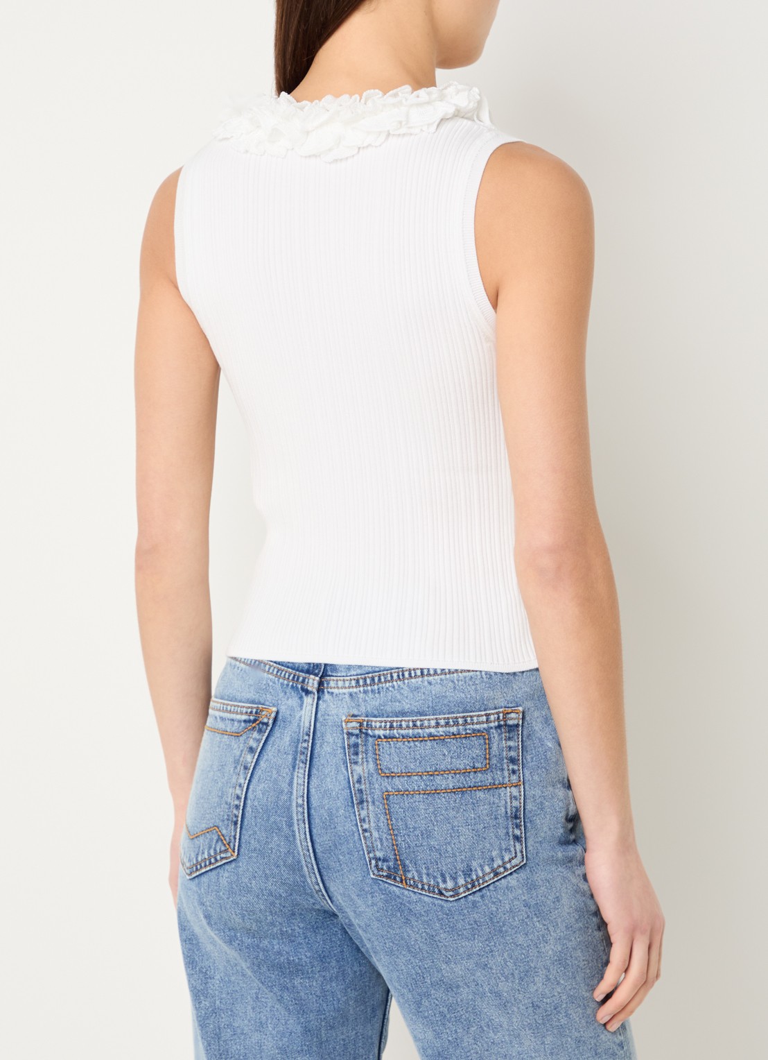 Claudie Pierlot Murana fijngebreide top met ruches - achterkant 4 wit