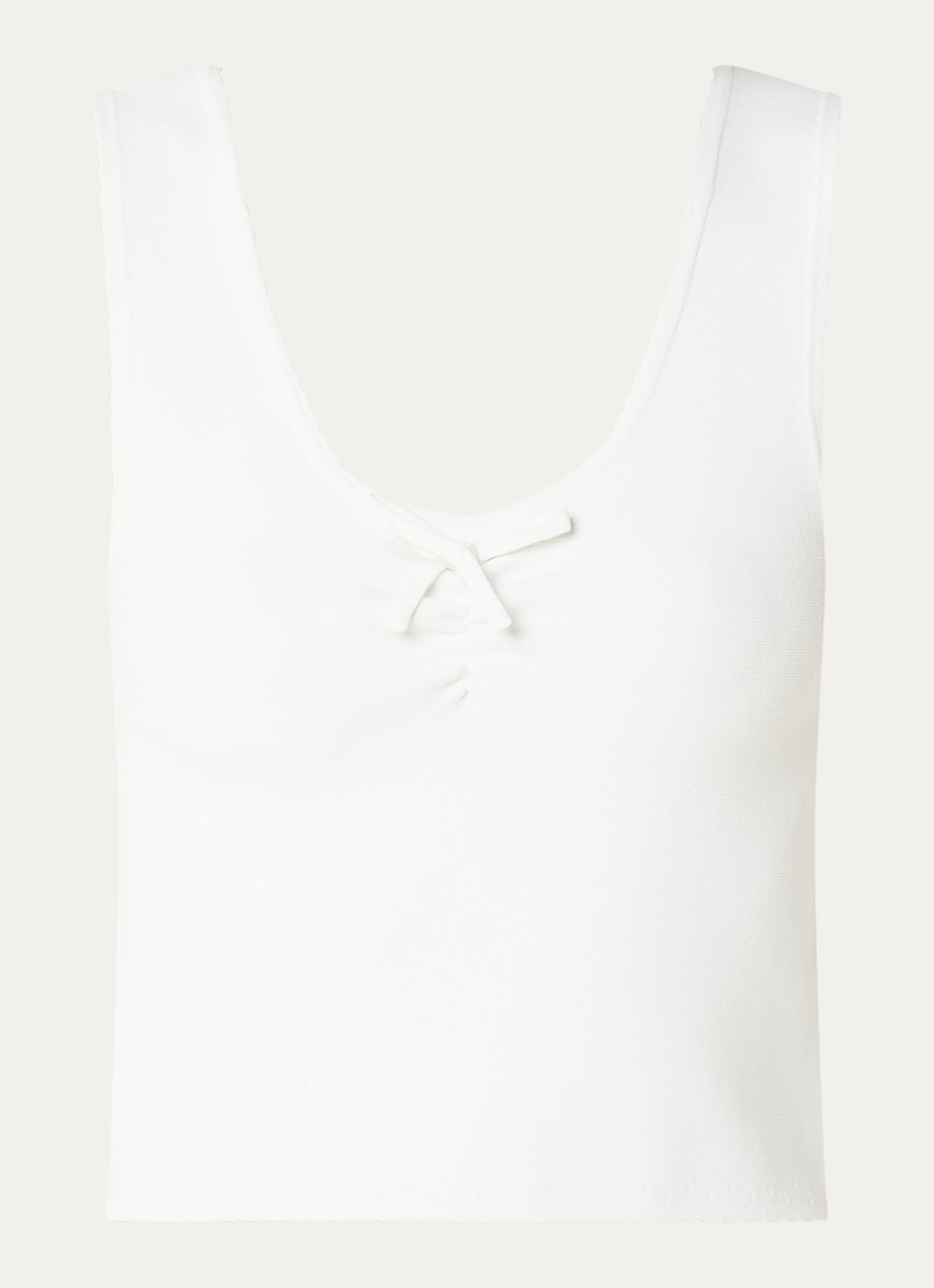 Claudie Pierlot Musia fijngebreide cropped tanktop - voorkant 2 gebroken wit