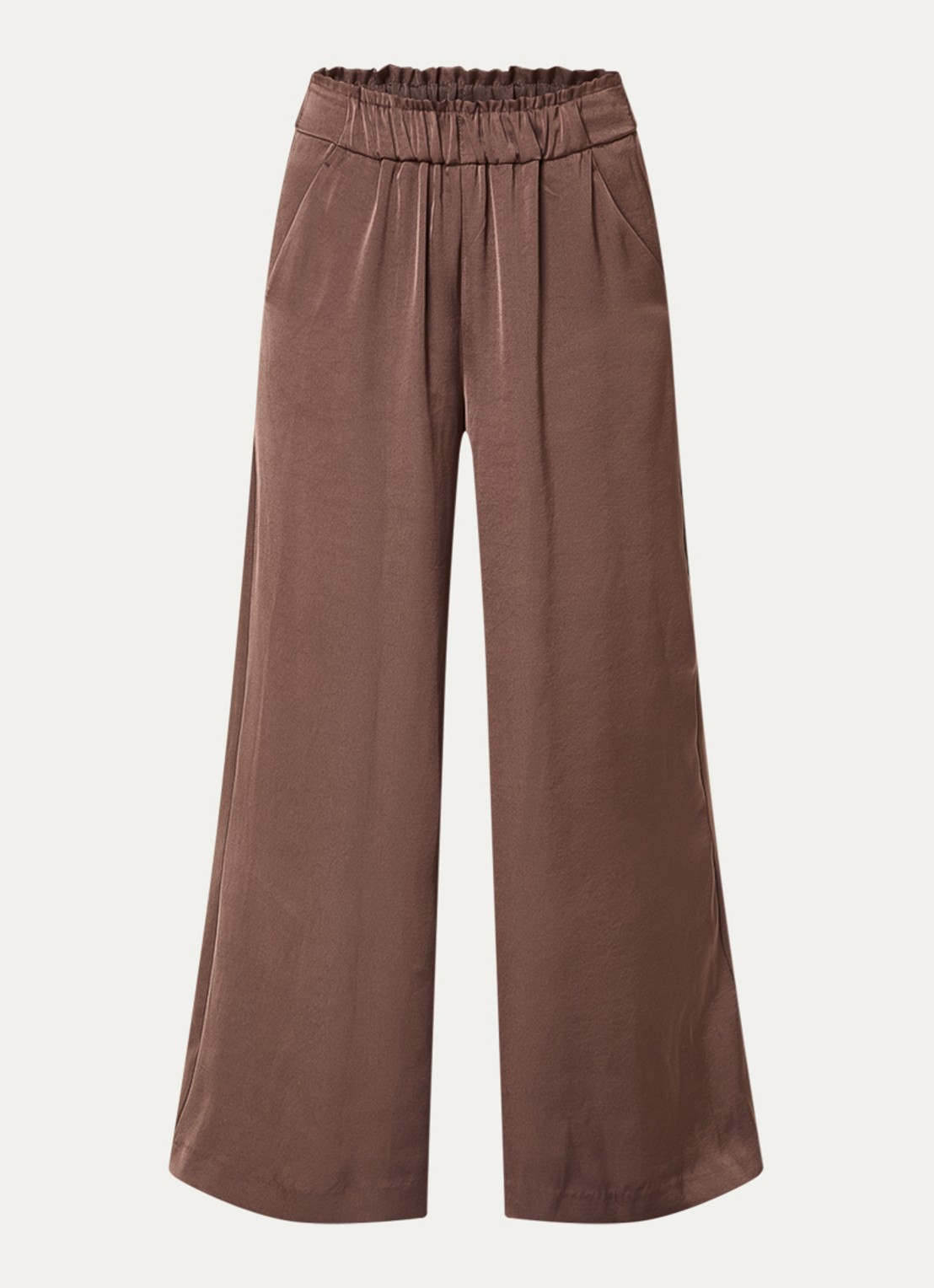 Claudie Pierlot Pantin high waist wide fit pantalon met steekzakken - voorkant bruin