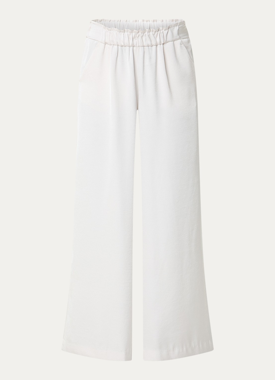 Claudie Pierlot Pantin high waist wide fit pantalon met steekzakken - voorkant 3 gebroken wit