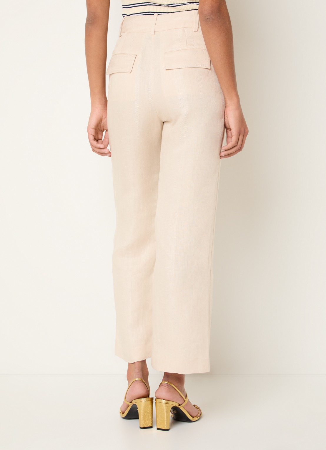 Claudie Pierlot Passila pantalon in linnenblend met steekzakken - achterkant creme