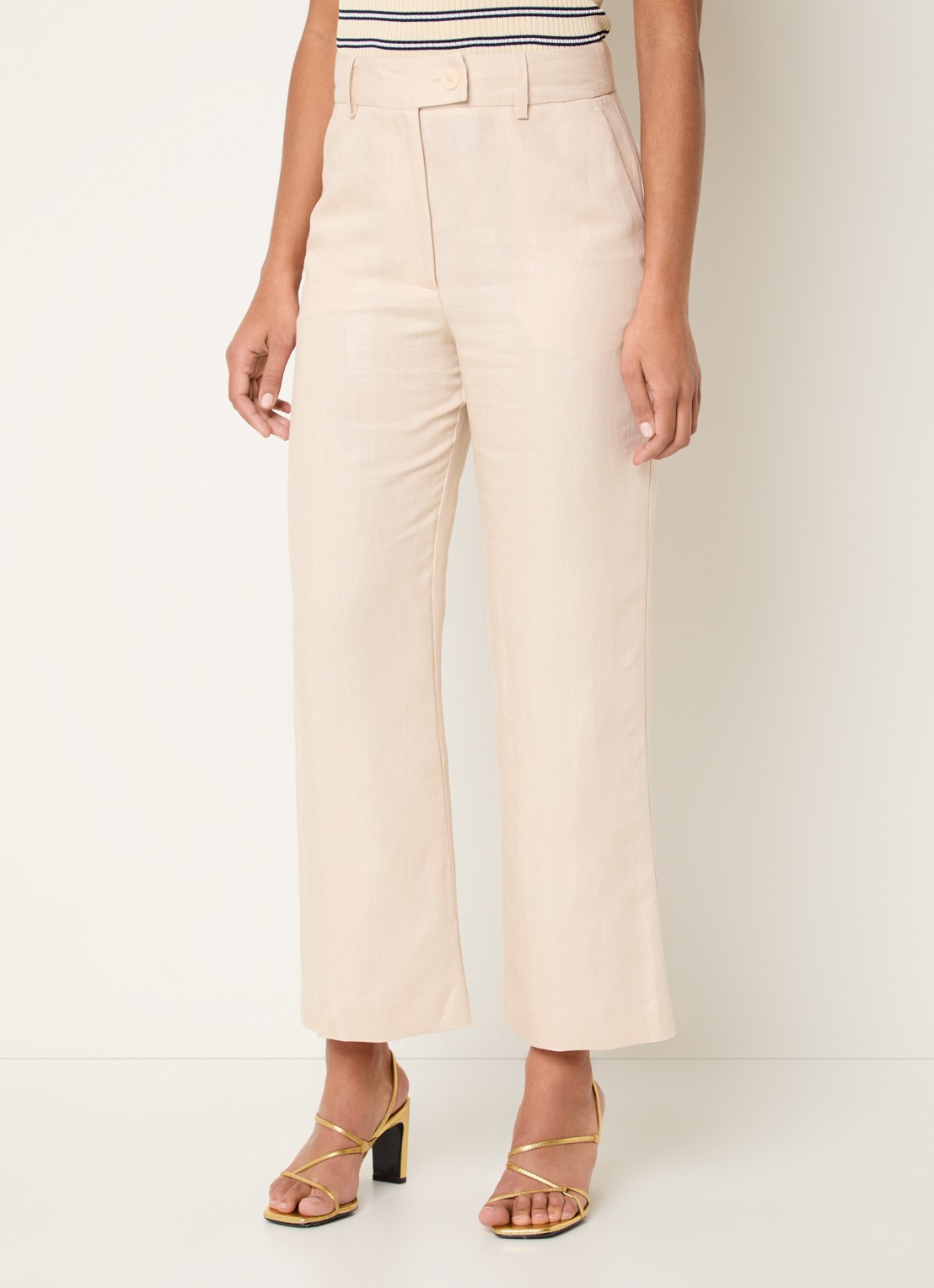 Claudie Pierlot Passila pantalon in linnenblend met steekzakken - detail 4 creme
