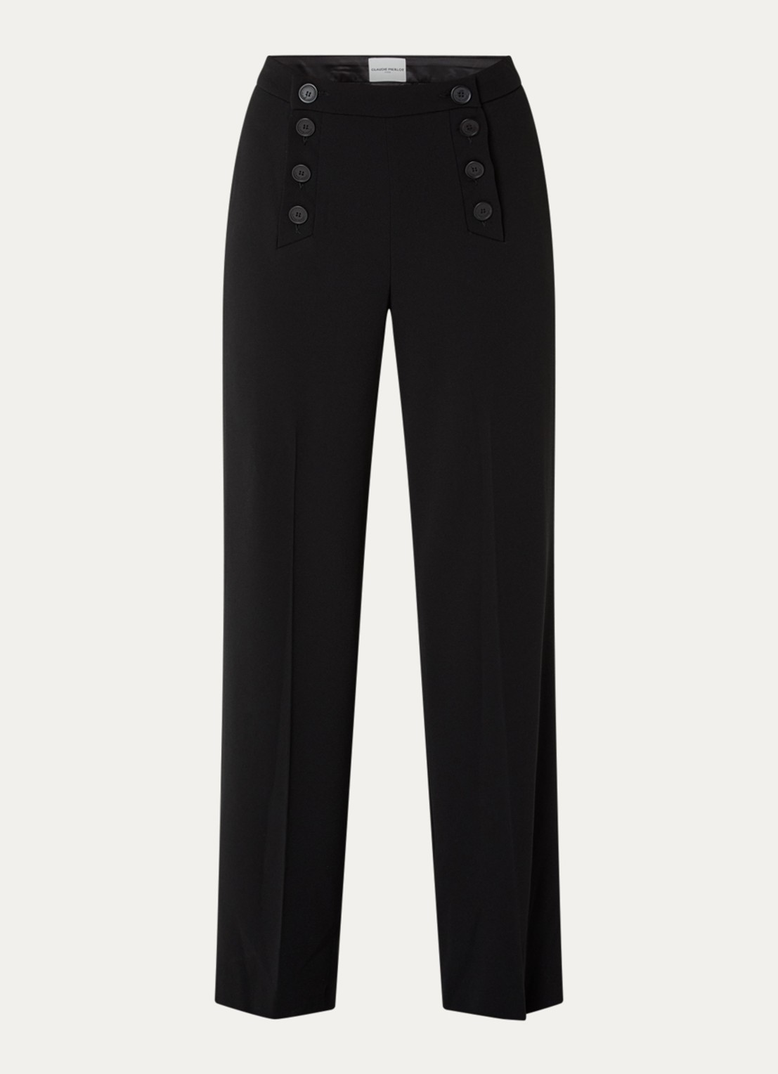 Claudie Pierlot Paulie high waist straight fit pantalon met stretch - voorkant 2 zwart