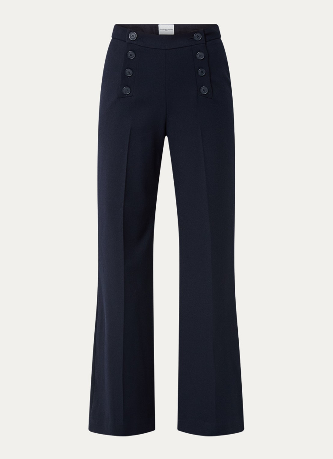 Claudie Pierlot Paulie high waist wide fit pantalon met persplooi - voorkant 3 donkerblauw