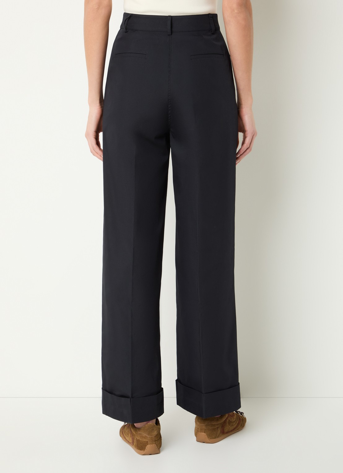 Claudie Pierlot Piano high waist loose fit pantalon met steekzakken - achterkant blauw