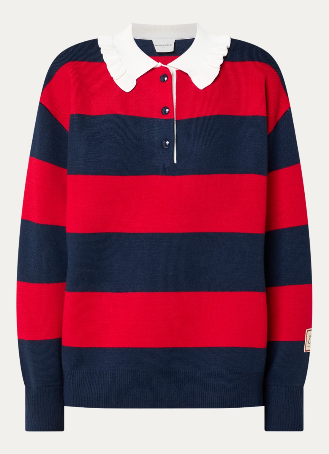 Claudie Pierlot Polo met streepprint - voorkant 3 rood